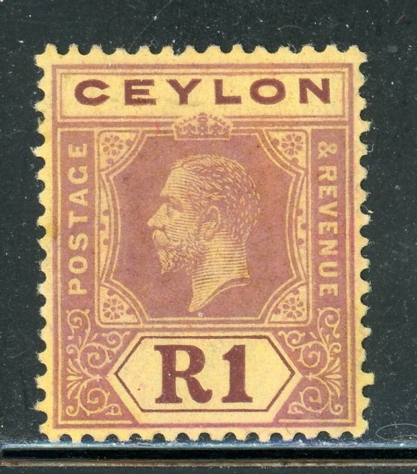 CEYLON 241a SG354 MH 1923 1r vio/yel KGV Wmk Mult Script CA Die I CV$16