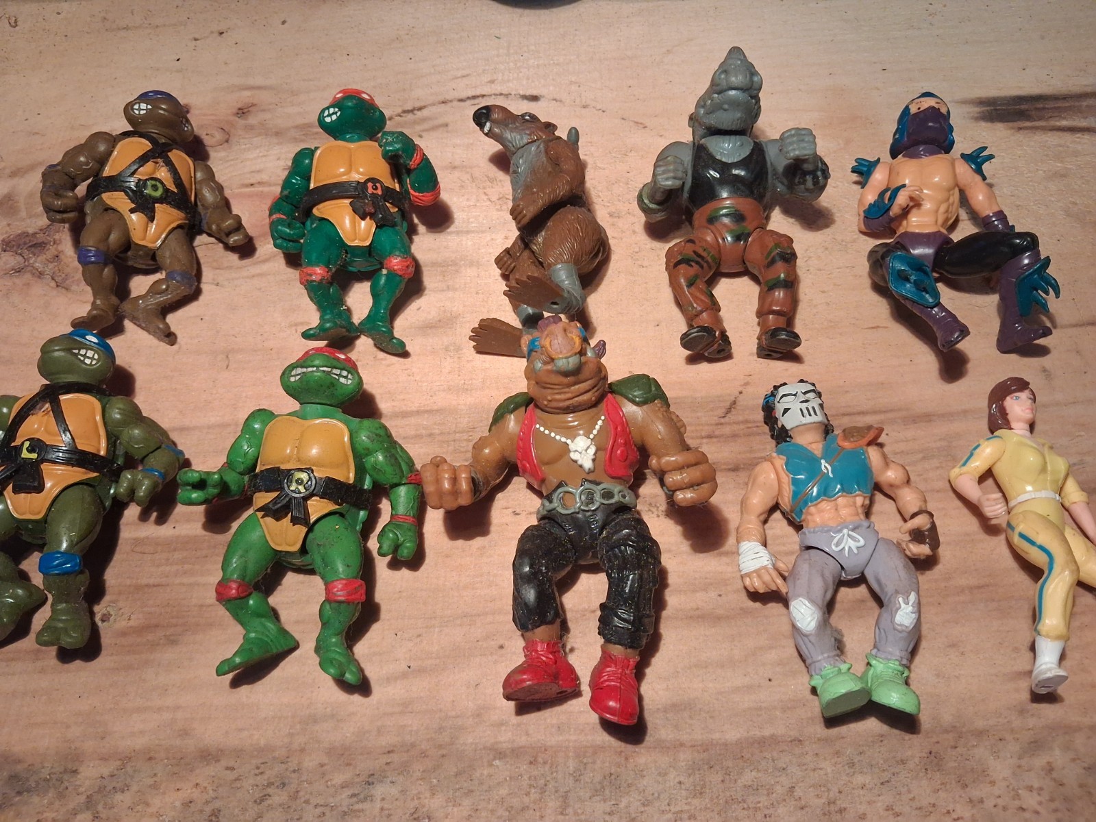 vintage 1980\'s ninja turtles lot with accessories attic find uncleaned as found