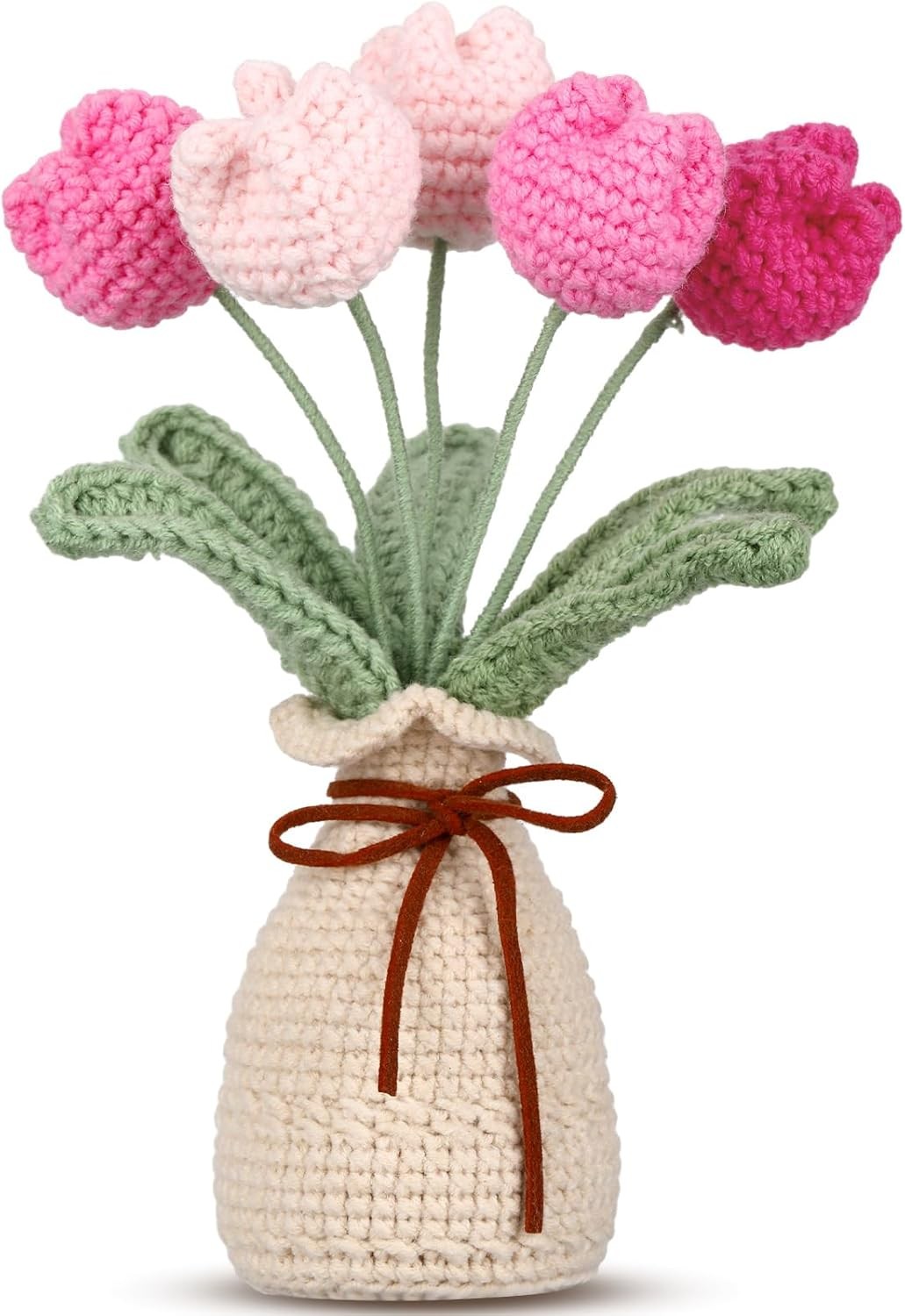 Crochet Knitting Tulip Bouquet with Vase 7\