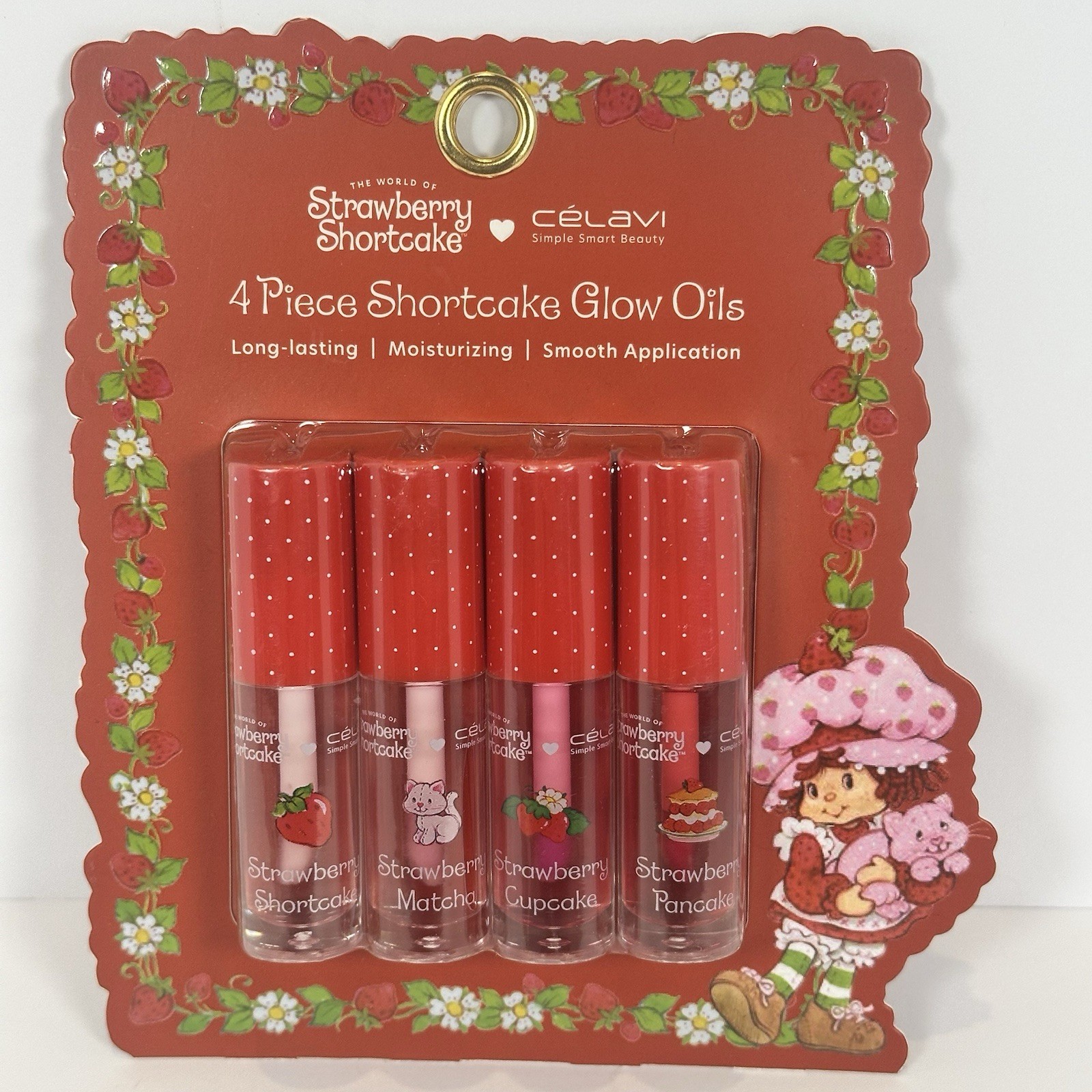 Strawberry Shortcake Celavi Lip Oil Set 4pc Gloss Moisturizing New Sealed
