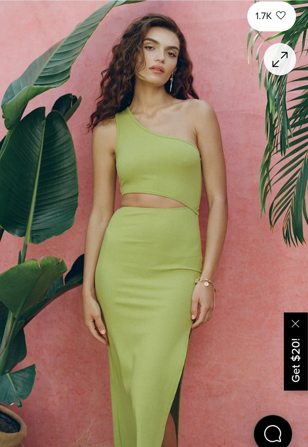 NWOT Lulus Lime Green Ladies Ribbed Bodycon Midi Dress Stretch Cut Out One Shoul NWOT Lulus Lime Green Ladies Ribbed Bodycon Midi Dress Stretch Cut Out One Shoul