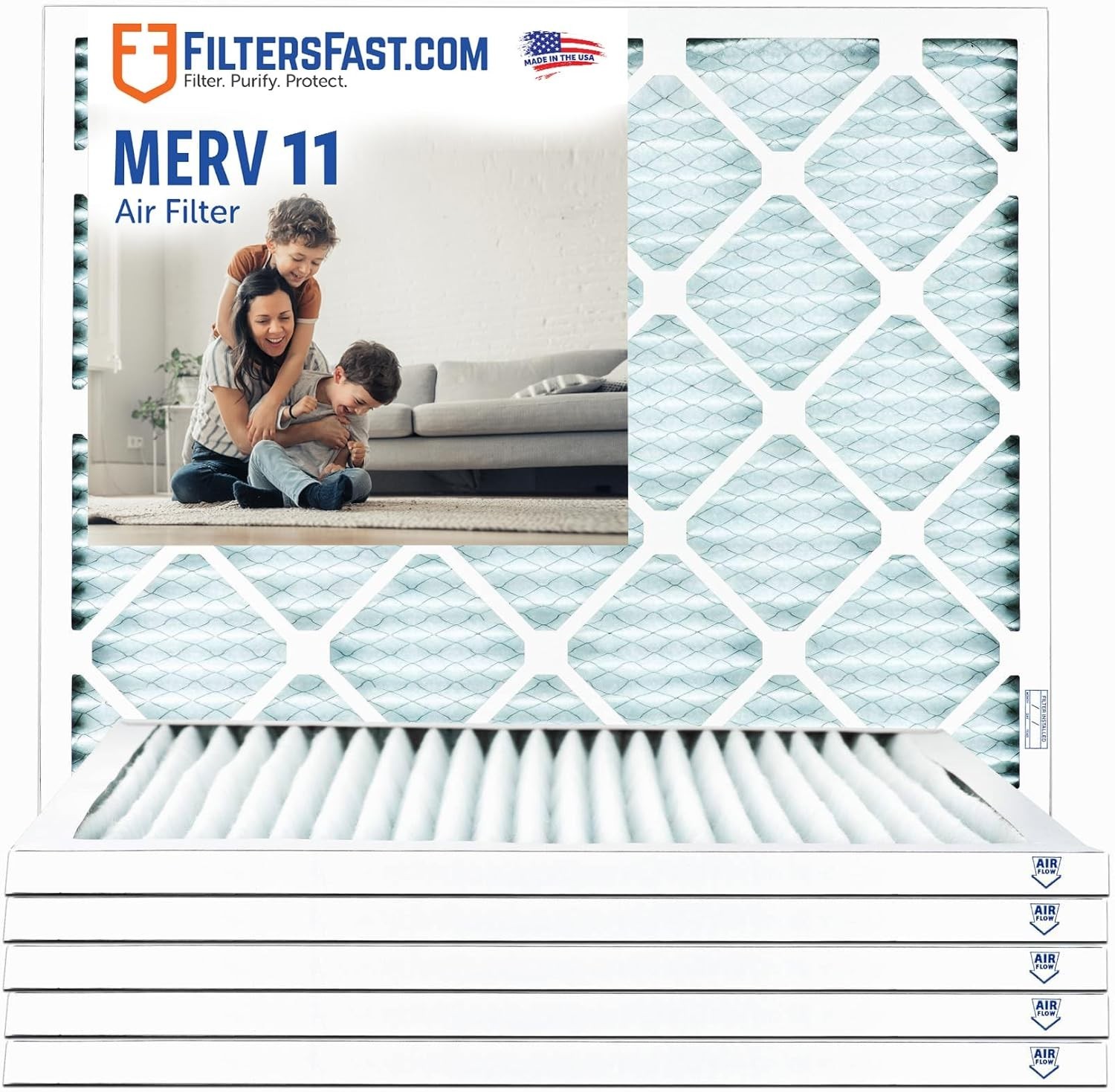 Filters Fast 10x20x1 MERV 11, 1 Inch Pleated HVAC AC Furnace Air Filters, 6 Pack