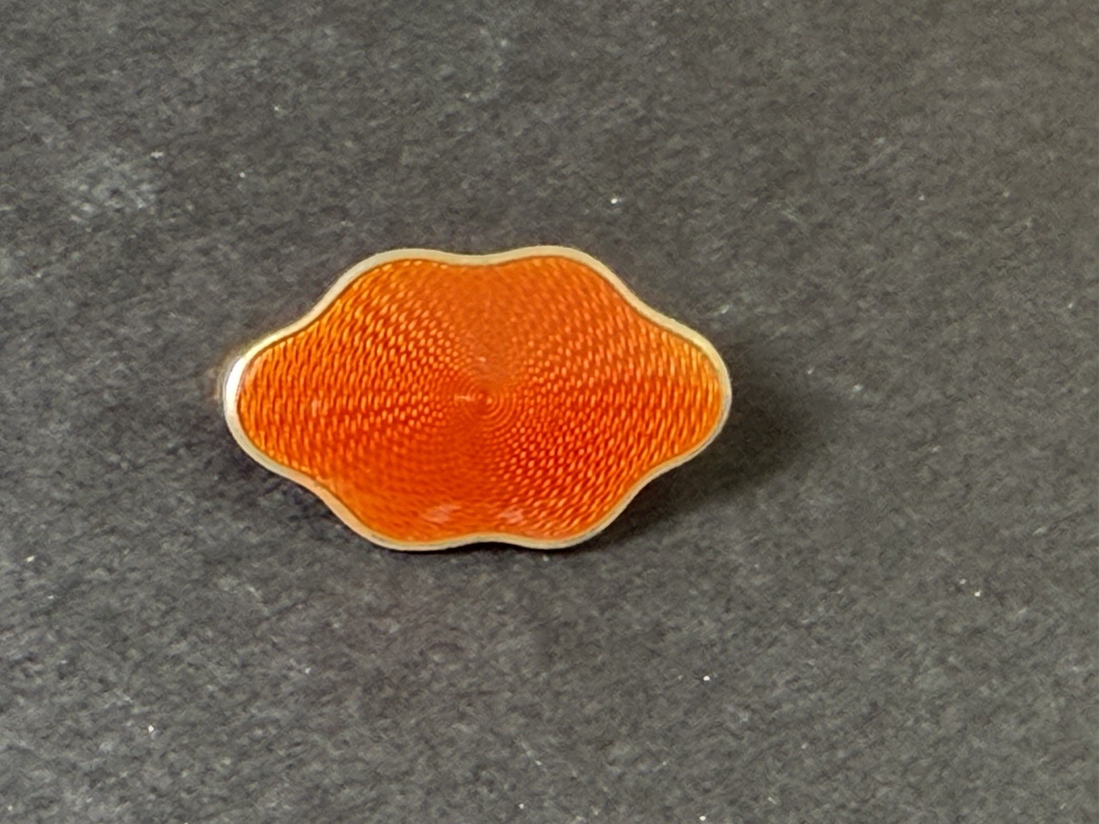 Vintage Aksel Holmsen Norway Sterling Silver Orange Guilloche Enamel Brooch Pin