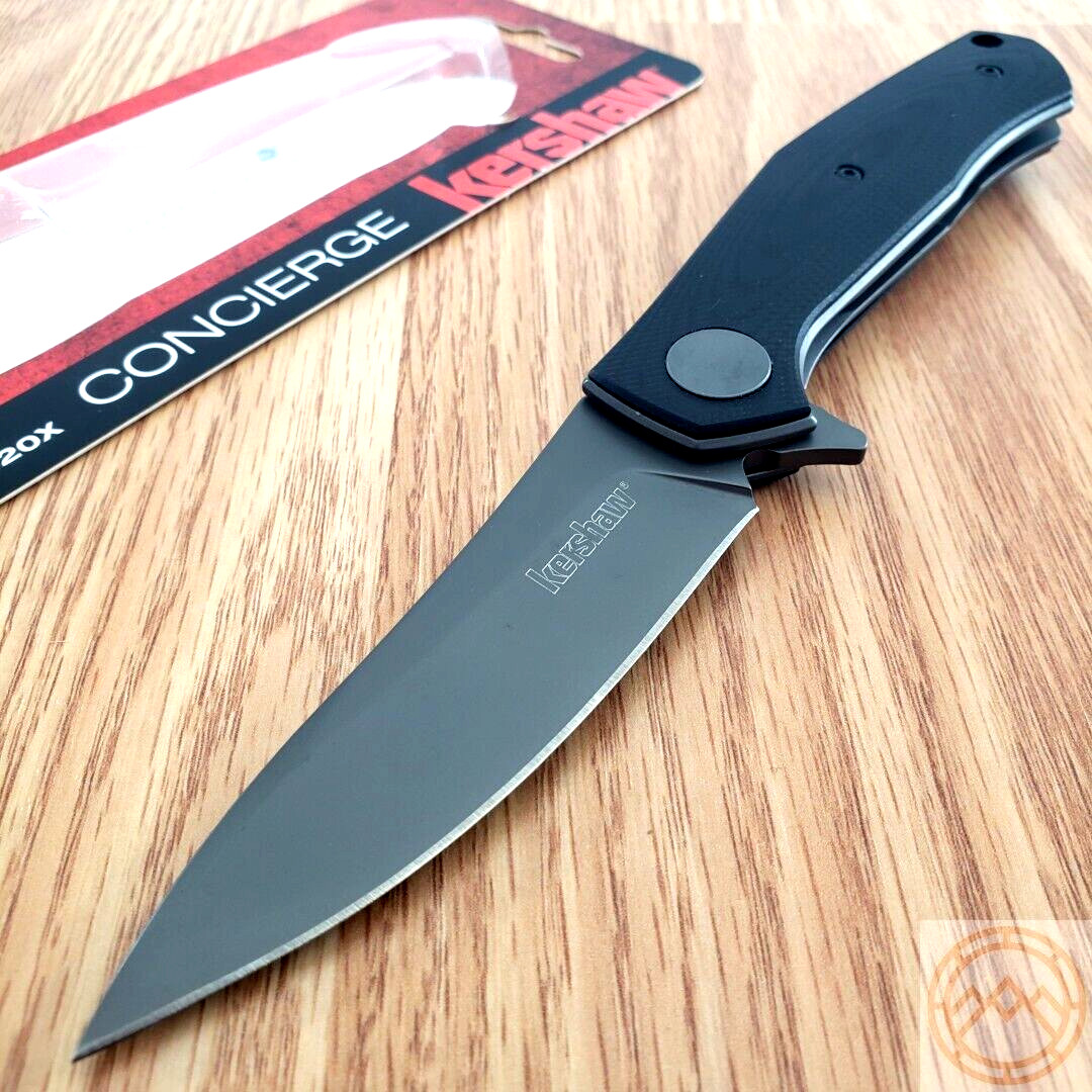 Kershaw Concierge Liner Folding Knife 3.25 8Cr13MoV Steel Blade Black G10 Handle