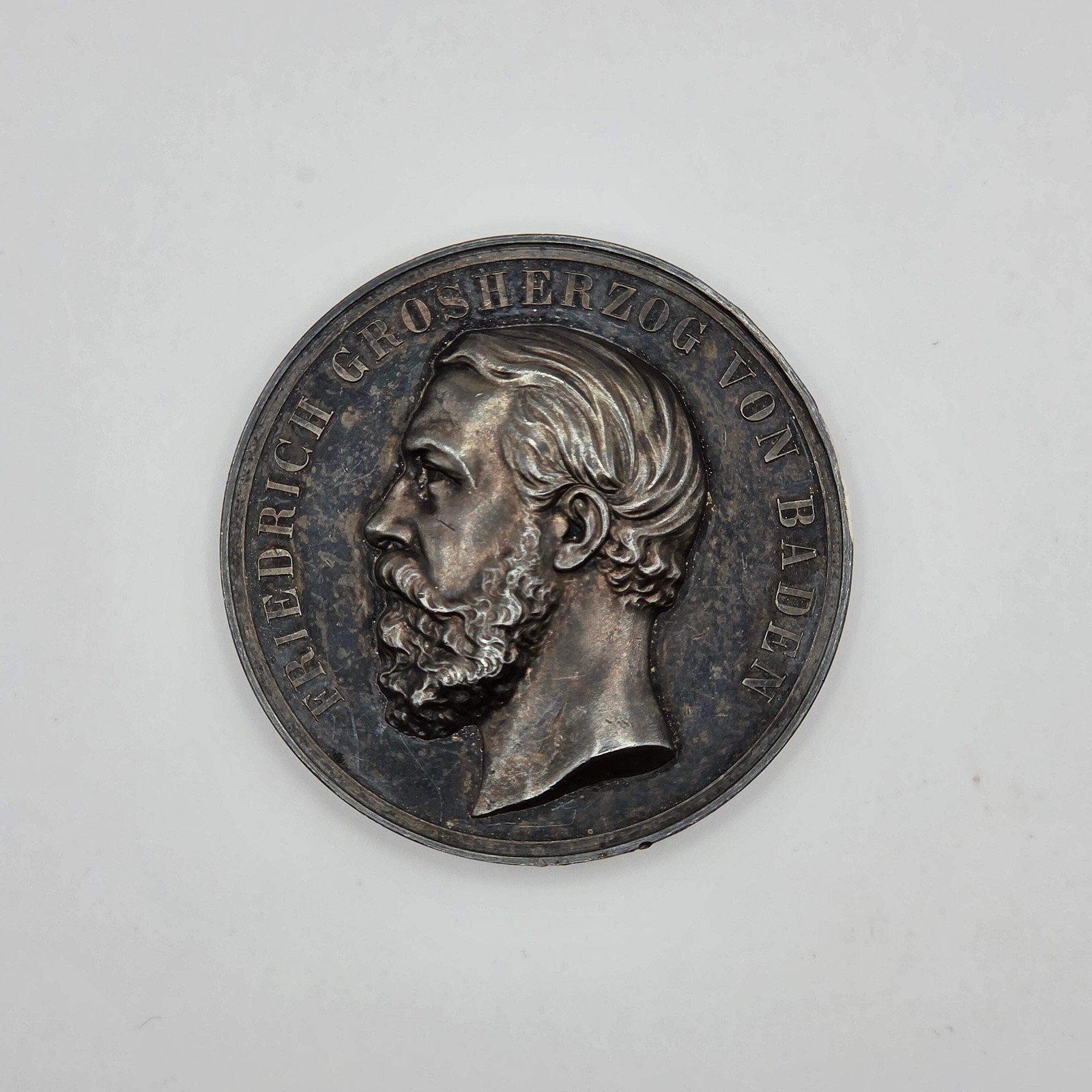 1888 German Baden Friedrich I Grand Duke Sterling Silver Award Medal 42mm 36.5