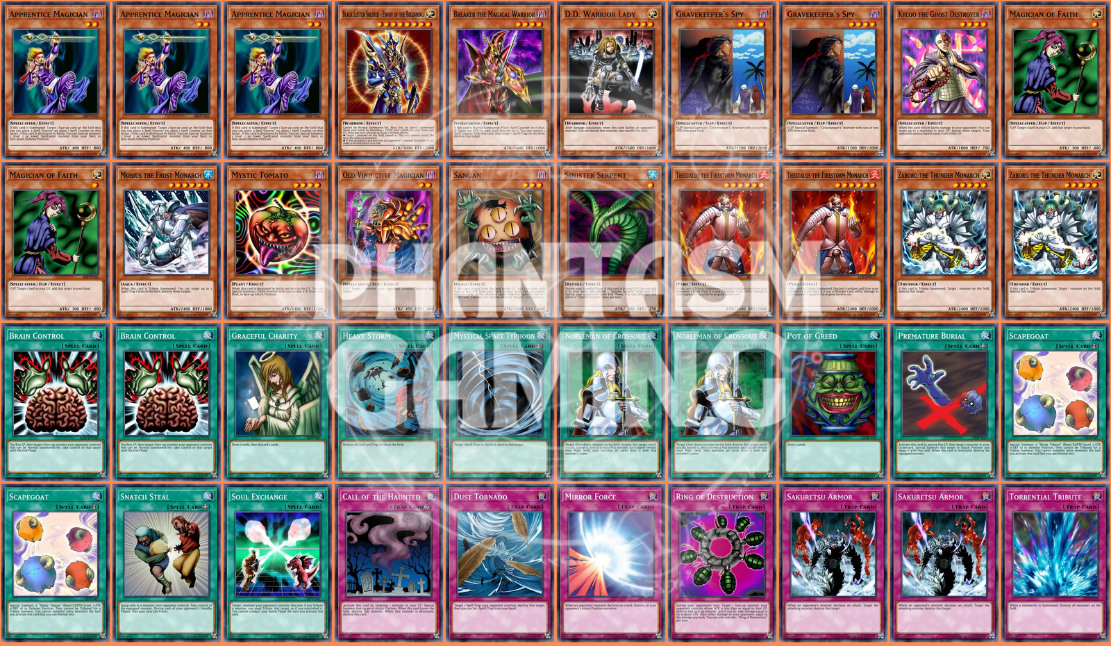 Monarch Deck Goat Sangan Sinister Zaborg Mobius Thestalos Yugioh