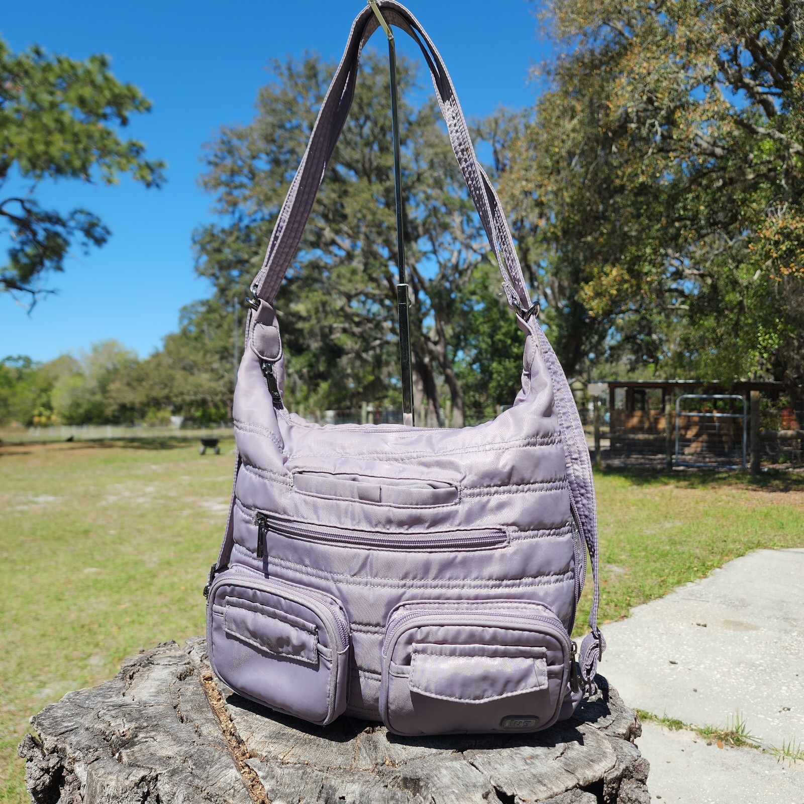 LUG Zipliner Convertible Hobo Gray Shoulder Bag Backpack RFID Travel Pockets