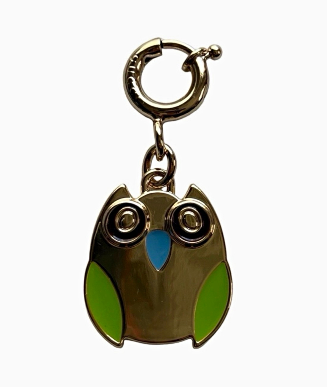Gucci Owl Enamel Bag Charm Gold Tone Green Blue Made in Italy Gucci Owl Enamel Bag Charm Gold Tone Green Blue Made in Italy