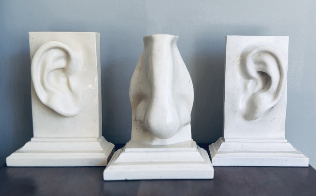 Vintage MCM C2C Design Ears & Nose Bookend Pop Art Sculptural 3 Piece Set