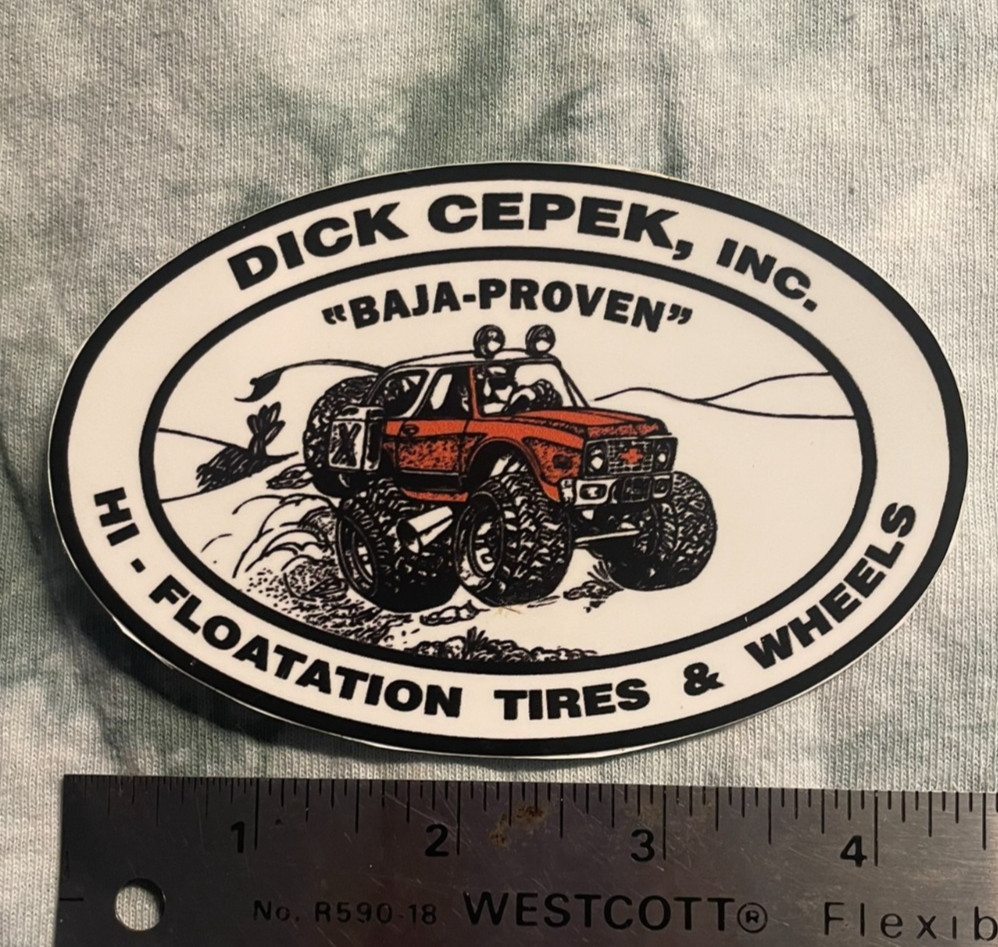 DICK CEPEK TIRES Repro of Vintage OFF ROAD 4X4 BAJA VW RACING Sticker DICK CEPEK TIRES Repro of Vintage OFF ROAD 4X4 BAJA VW RACING Sticker