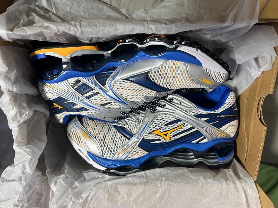 Mizuno Wave Prophecy 1 Blue Yellow Silver D1GA265501 Men\'s Size