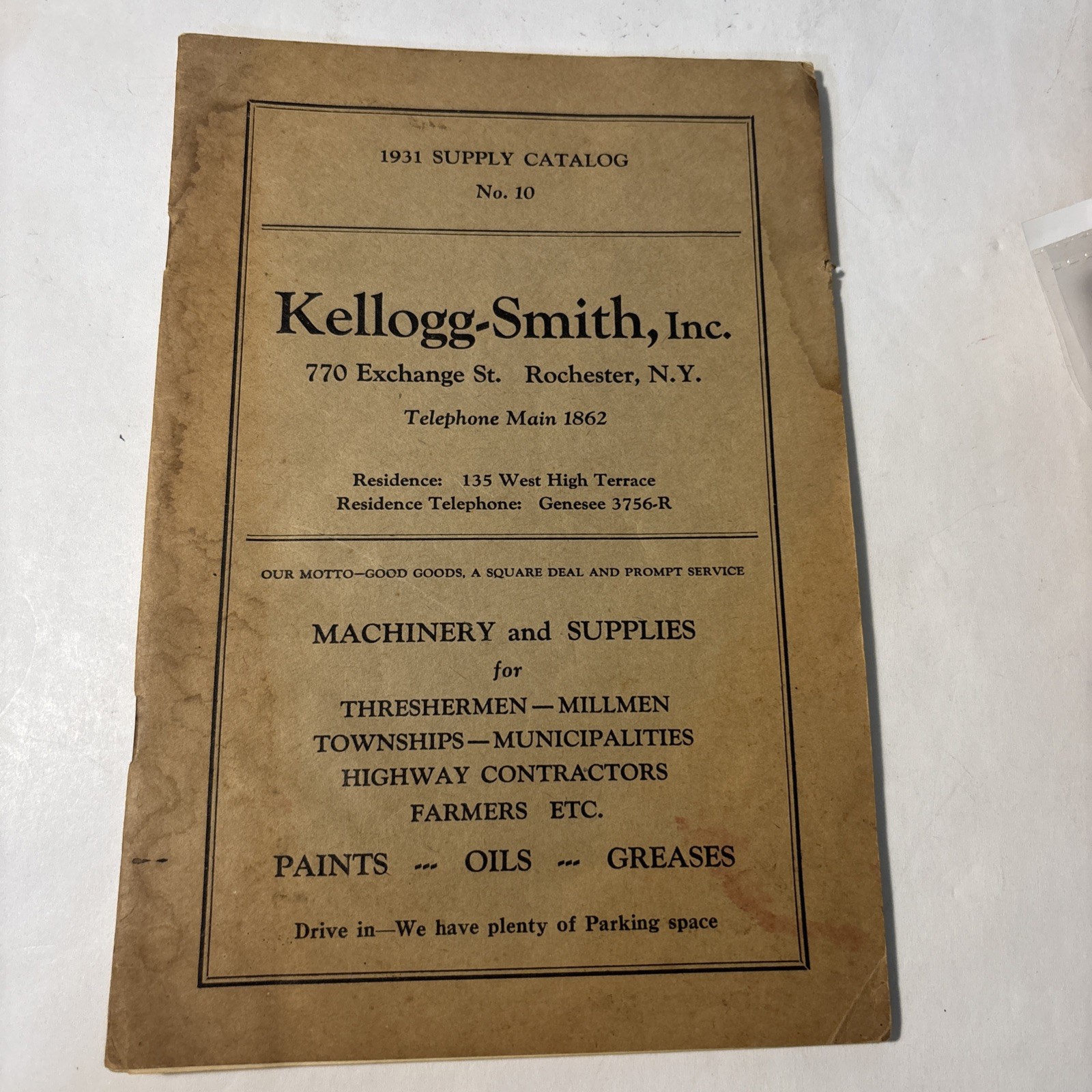 Vintage 1931 Kellogg-Smith, Inc Supply Catalog Rochester NY RARE