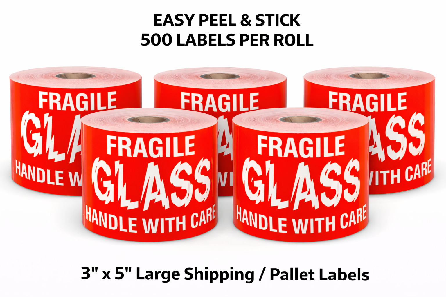 Shipping Labels- 3X5 Fragile Glass 500 labels per roll, 1-12 Rolls