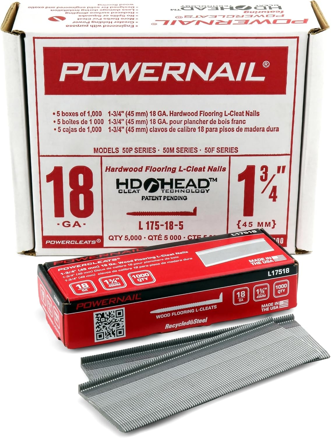 Powernail L175185 18-Gauge 1-3/4-Inch Length Powercleats Flooring Nails (5000ct)