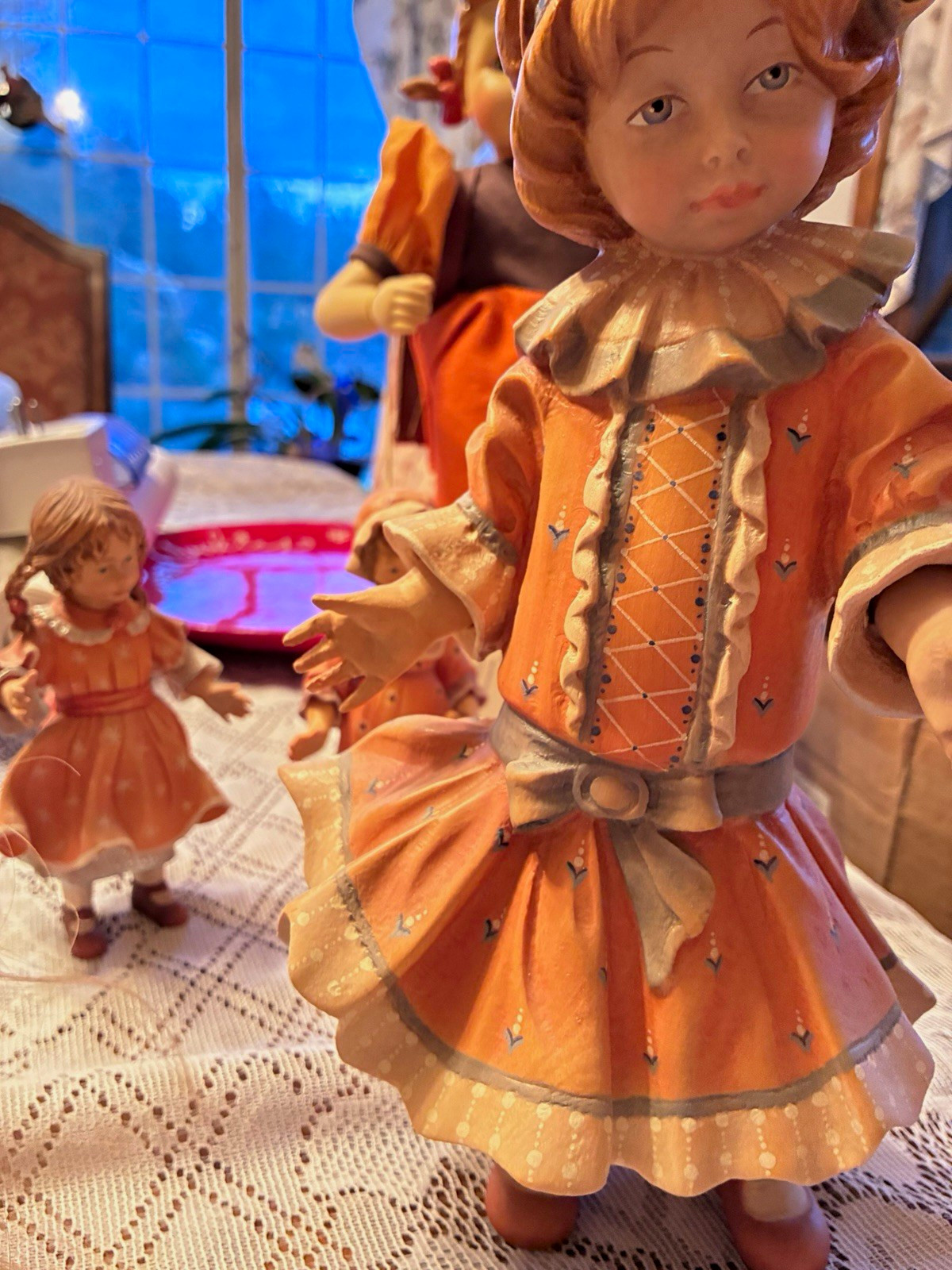 3 Vintage Dolfi Santini Italian Wood Figurines - Low Limited Edition #11/1000