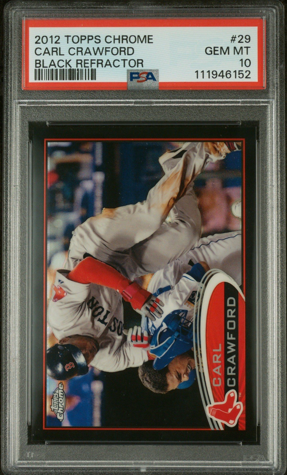 2012 Topps Chrome - Carl Crawford #29 Black Refractor 42/100 PSA 10
