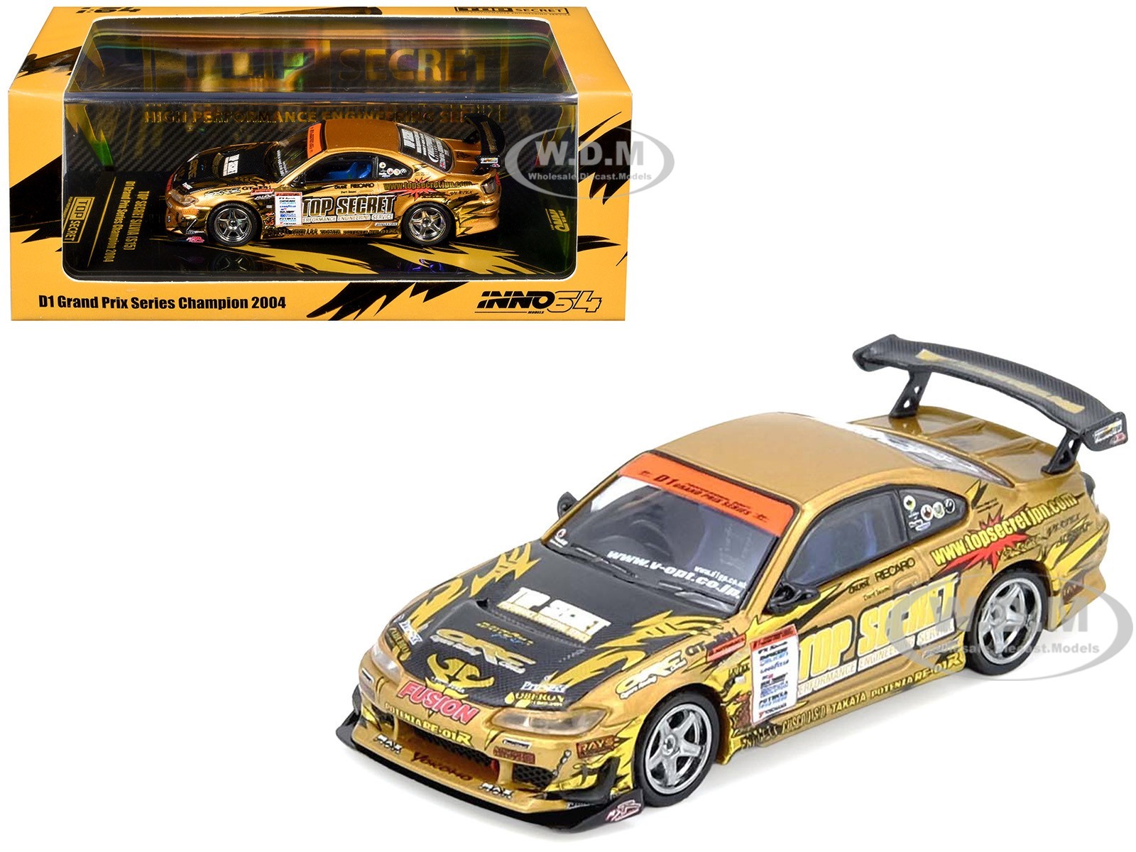 NISSAN TOP SECRET SILVIA S15 WINNER D1GP 2004 1/64 INNO MODELS IN64-S15TS-D104
