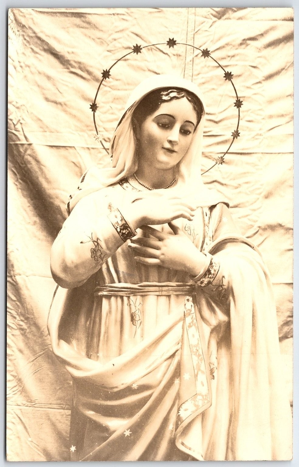 1936 RPPC Virgin Mary Statue Guadalajara Mexico Religious Postcard