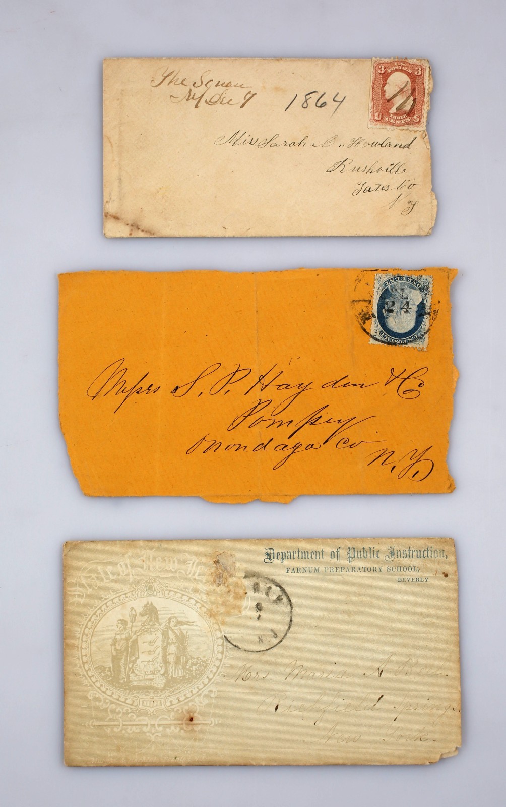 Lot of 3 Civil War Era Covers Stamps Envelopes