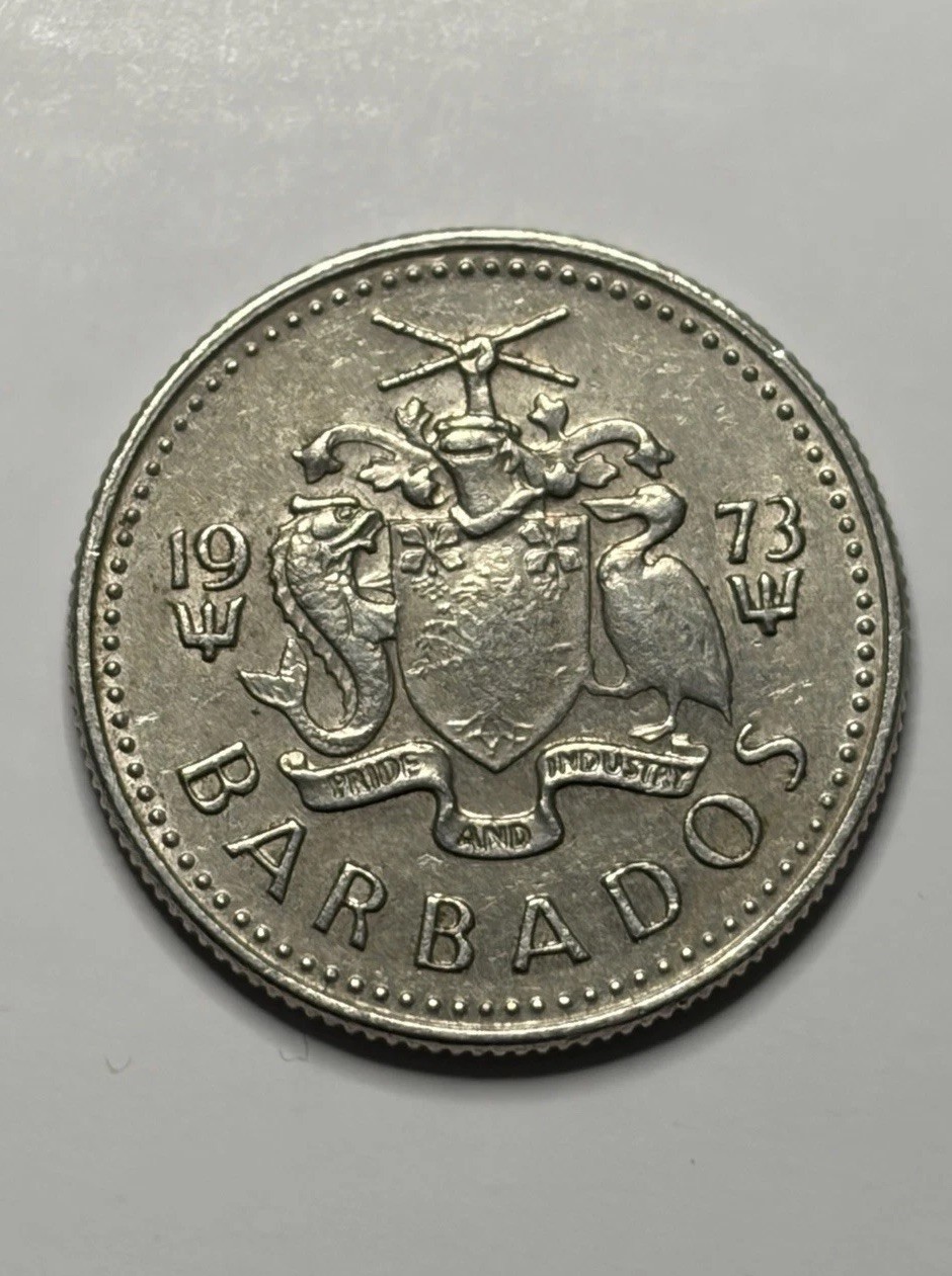 1973 BARBADOS 10 CENTS WORLD COIN-KM#12 1973 BARBADOS 10 CENTS WORLD COIN-KM#12