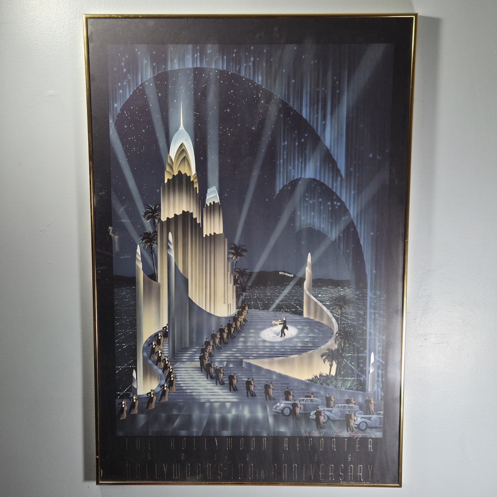 Vintage Robert Hoppe Signed Hollywood 100th Anniversary Art Deco Print 