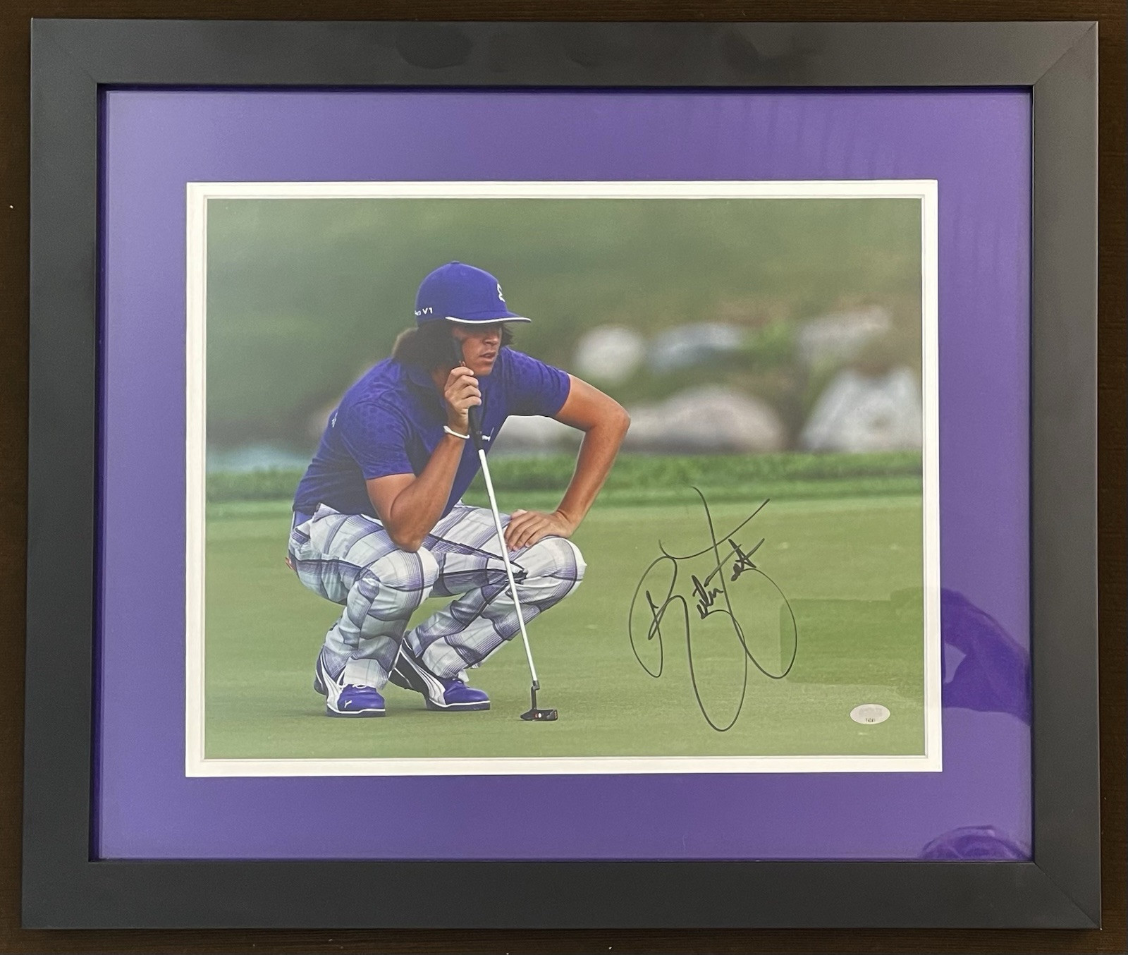 2012-13 Rickie Fowler 20x17 Purple Matted Autograph Framed Picture Authenticated