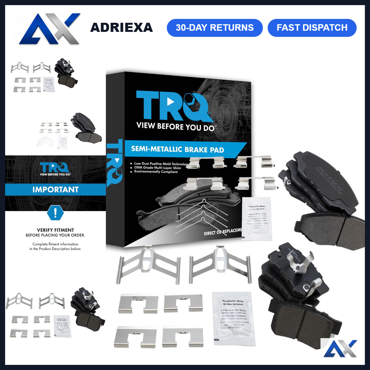 Front & Rear Semi-Metallic Brake Pad Set for Enhanced Stopping Power & Durabilit
