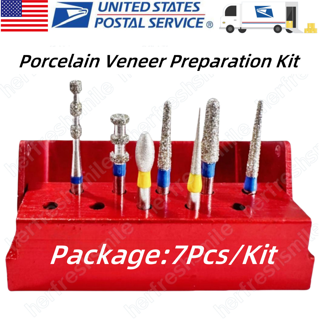 2Kits Dental Porcelain Veneer Preparation Burs Zirconia Veneers Diamond 7pcs/kit
