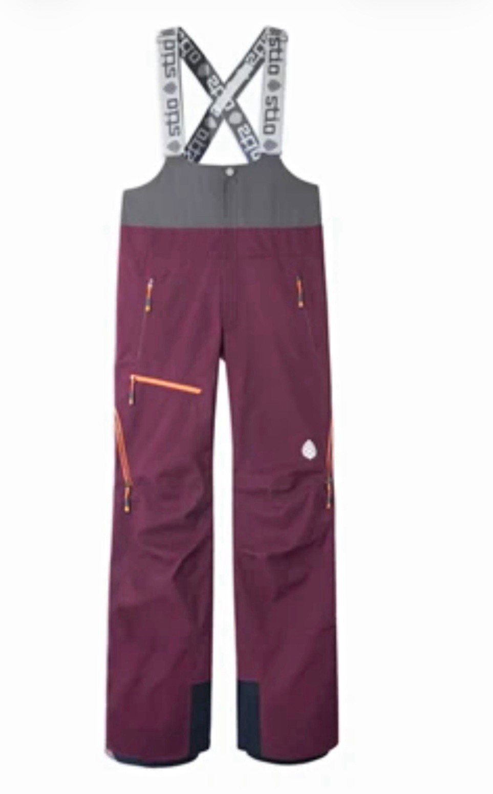 Stio Women\'s Snow Bib Pants L Short Burgundy/Gray/Black Ski Snowboard