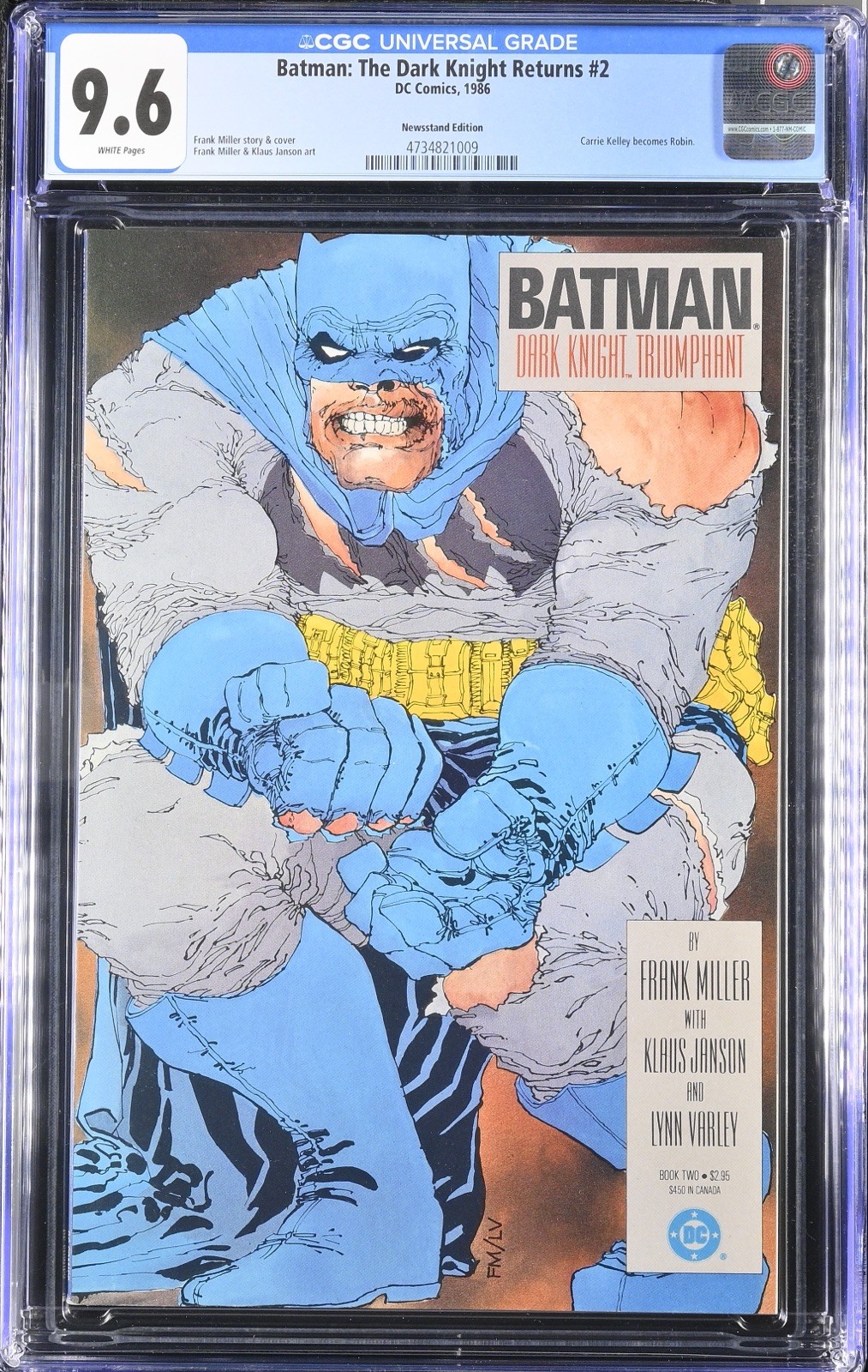 Batman: The Dark Knight Returns 2 DC Comics 1986 NEWSSTAND CGC 9.6 Frank Miller 