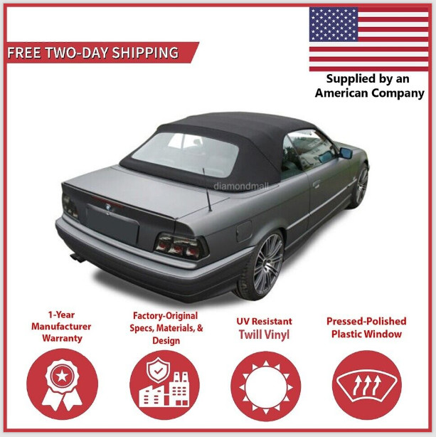 Convertible Soft Top Fits 1994-1999 BMW 3-Series E36 w/DOT Plastic Window, Vinyl Convertible Soft Top Fits 1994-1999 BMW 3-Series E36 w/DOT Plastic Window, Vinyl
