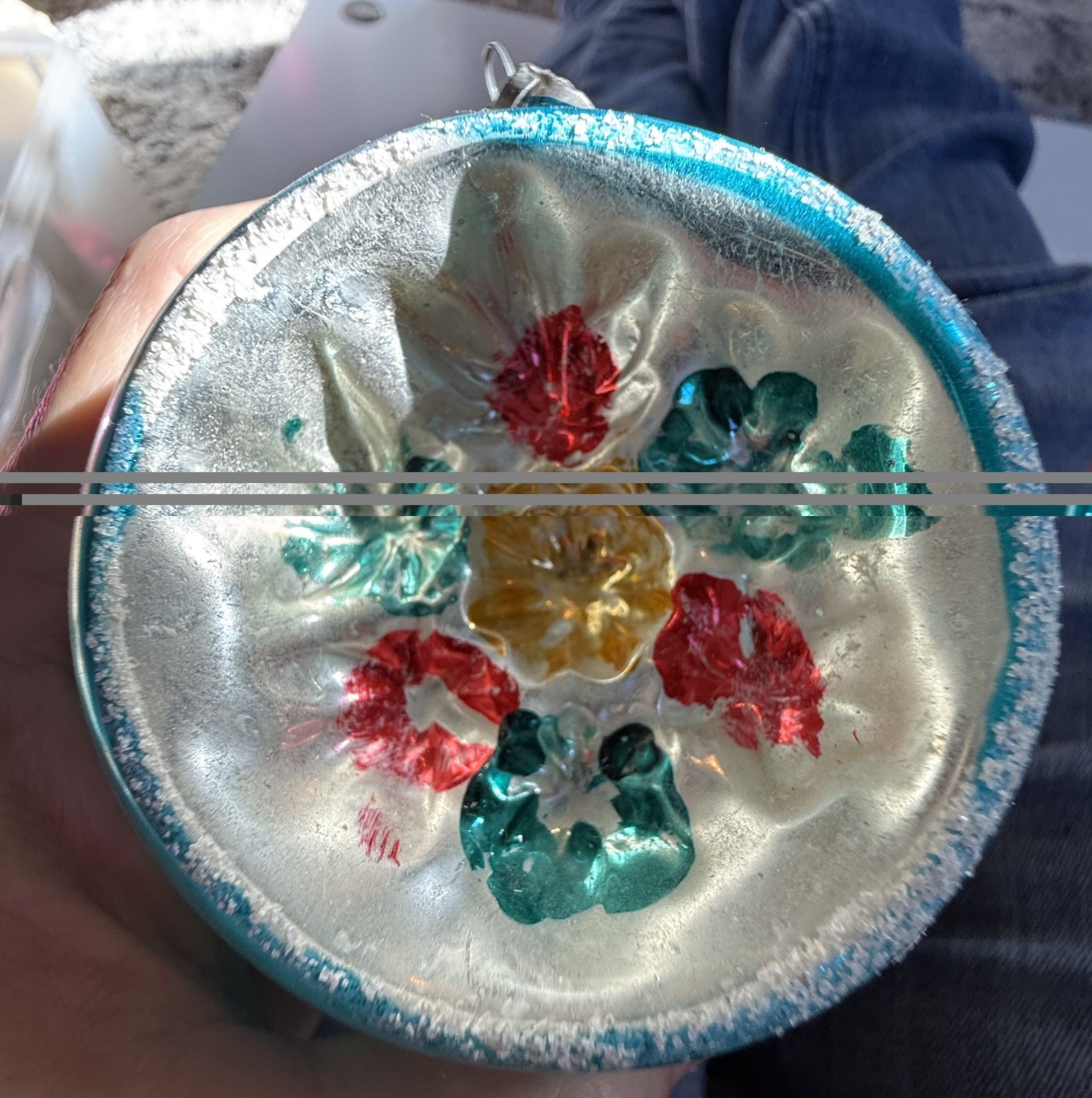 Vintage Poland Glass Reflector Christmas Ornament Large Indent MCM Polished Vintage Poland Glass Reflector Christmas Ornament Large Indent MCM Polished