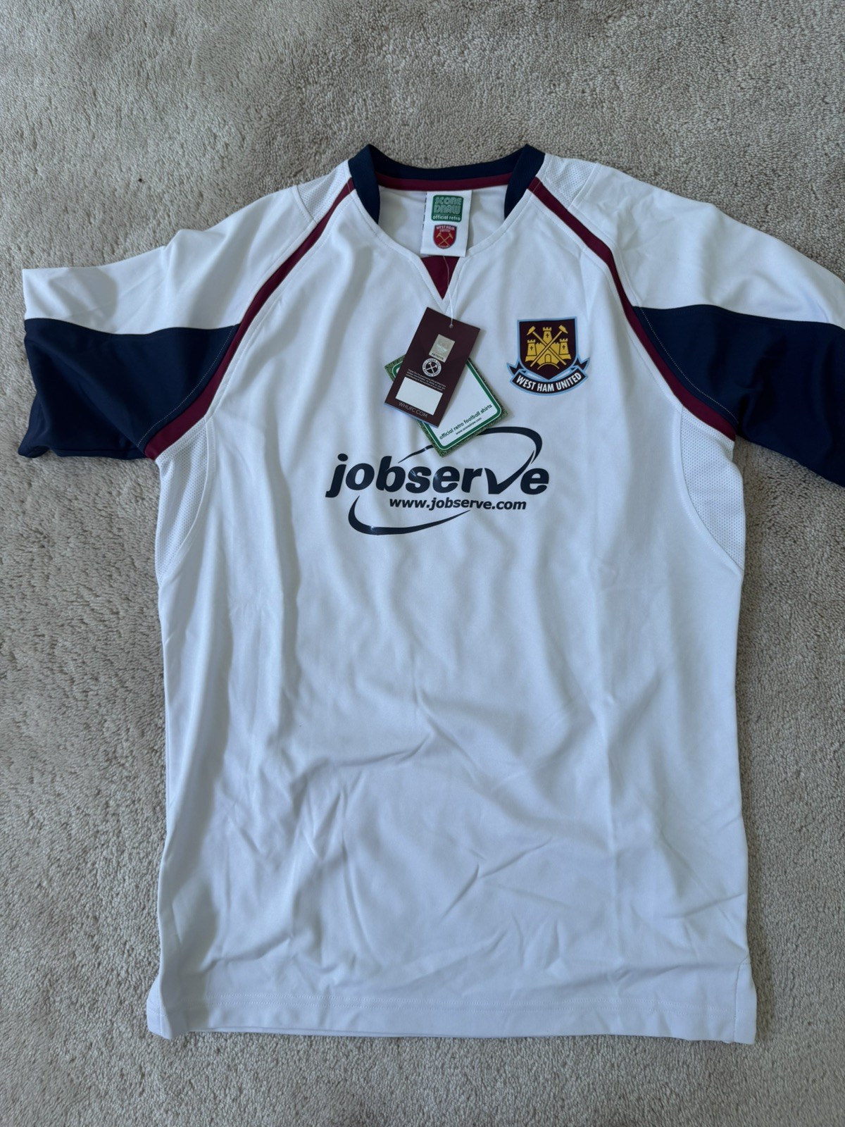 West Ham United Away Jersey - Score Draw Retro - Men Medium NEW
