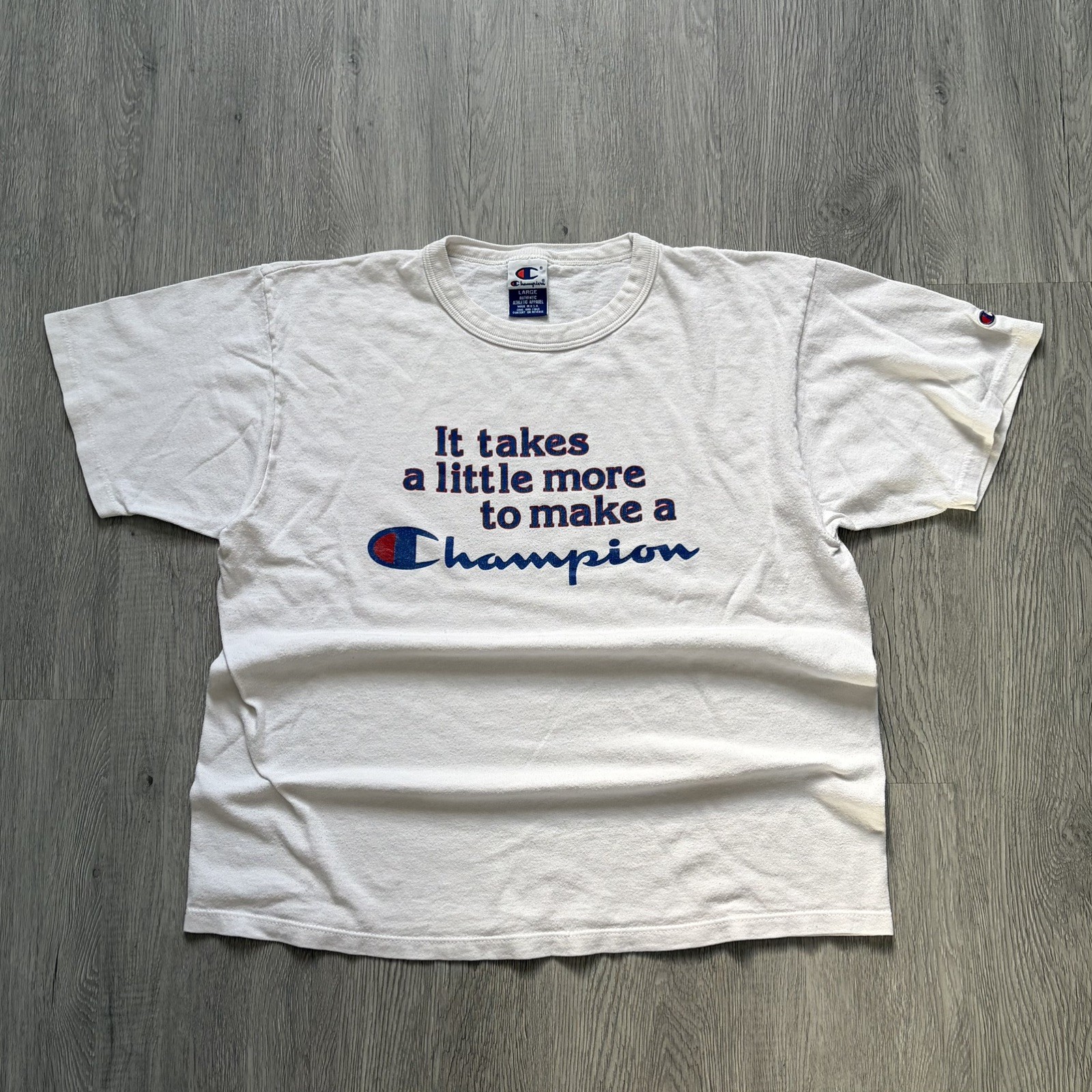 Vintage Champion It Takes A Little More To Make A Champion Tee Size Large 90s