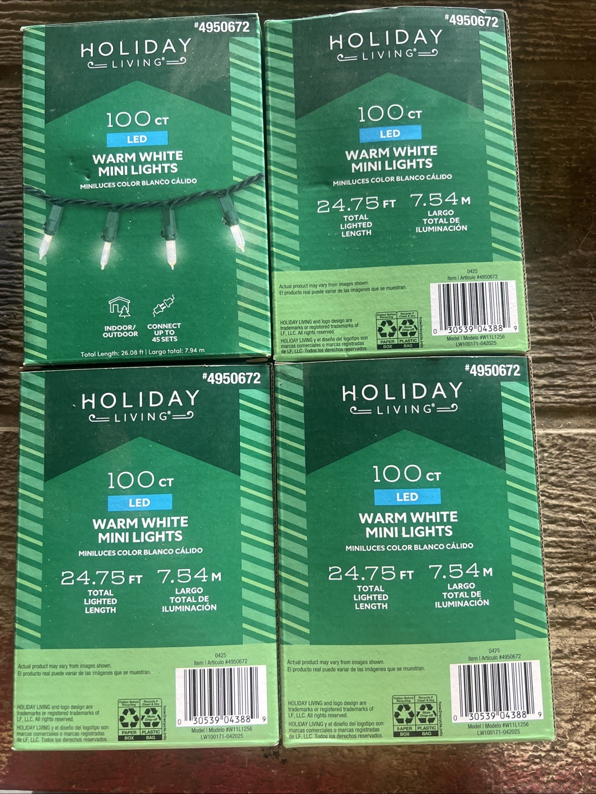 4 NEW In Box HOLIDAY LIVING 100 CT 24.7 WARM WHITE MINI LED Christmas Lights 4 NEW In Box HOLIDAY LIVING 100 CT 24.7 WARM WHITE MINI LED Christmas Lights