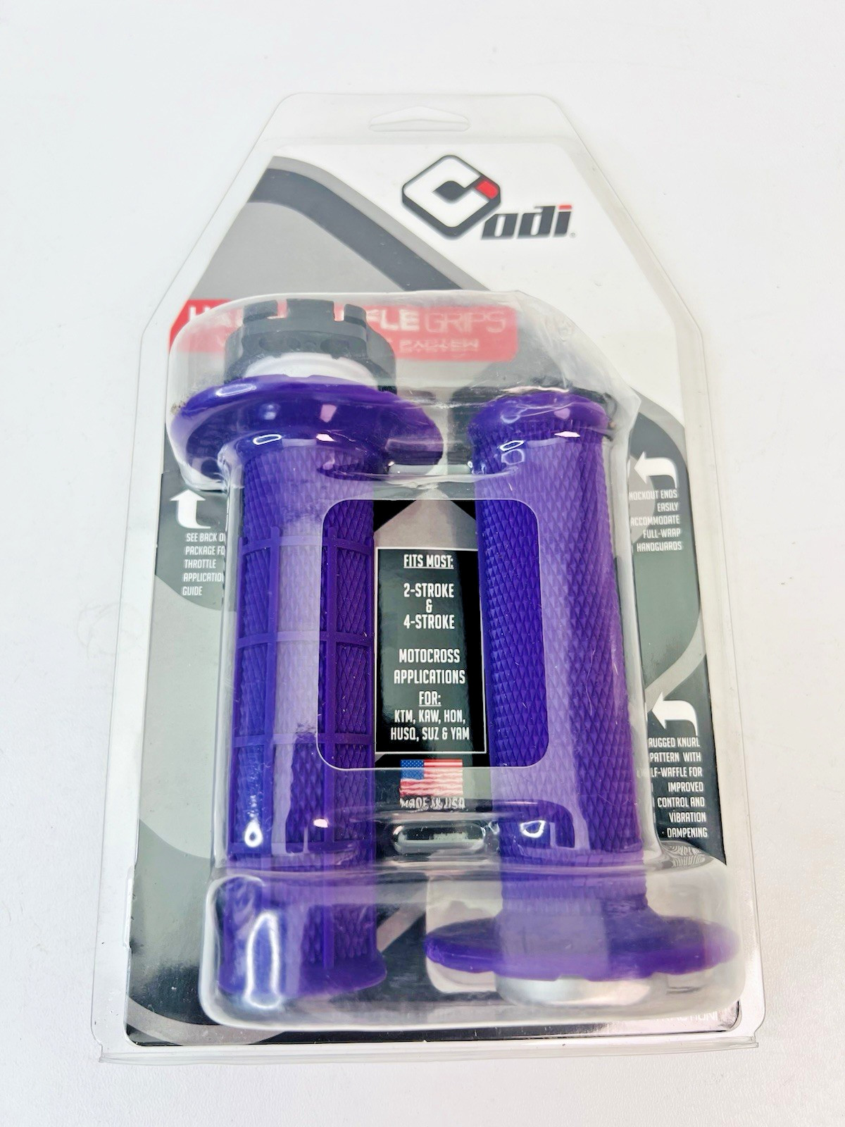ODI MX V2 Lock-On Half Waffle Grips Purple H36HWPR 117mm