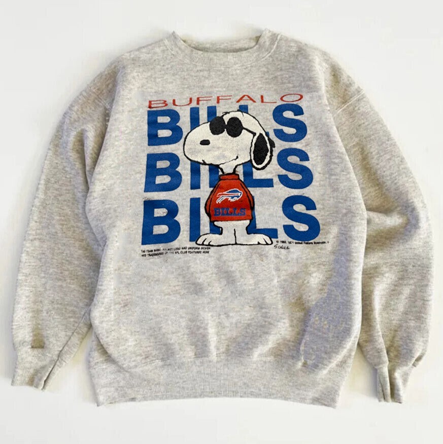 90s Reprint Buffalo Bills NFL Ash Color Crewneck SweatShirt vtg RM0149