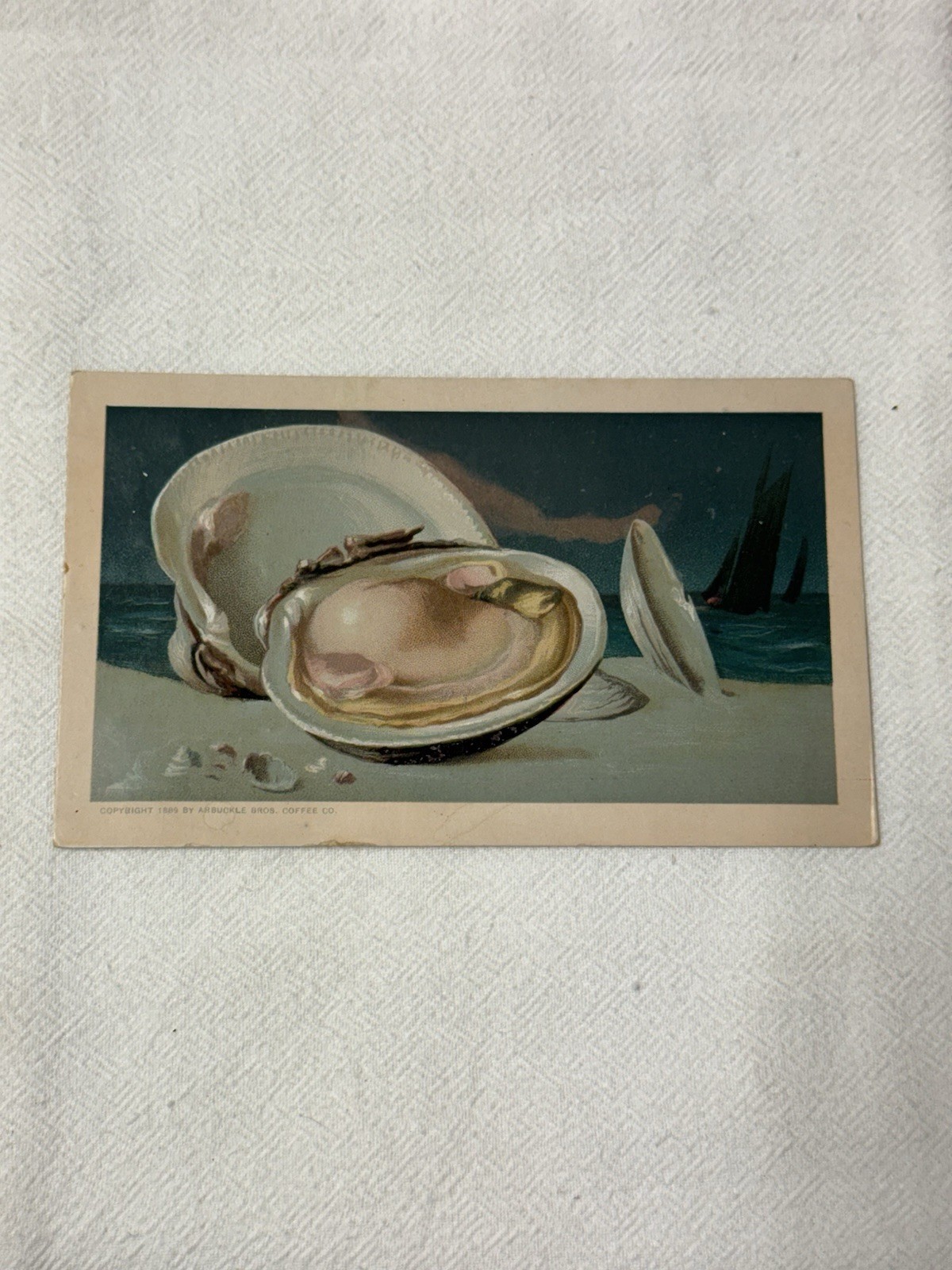Old 1889 Arbuckle\'s Ariosa Coffee, No. 38 Clams, Trade Card