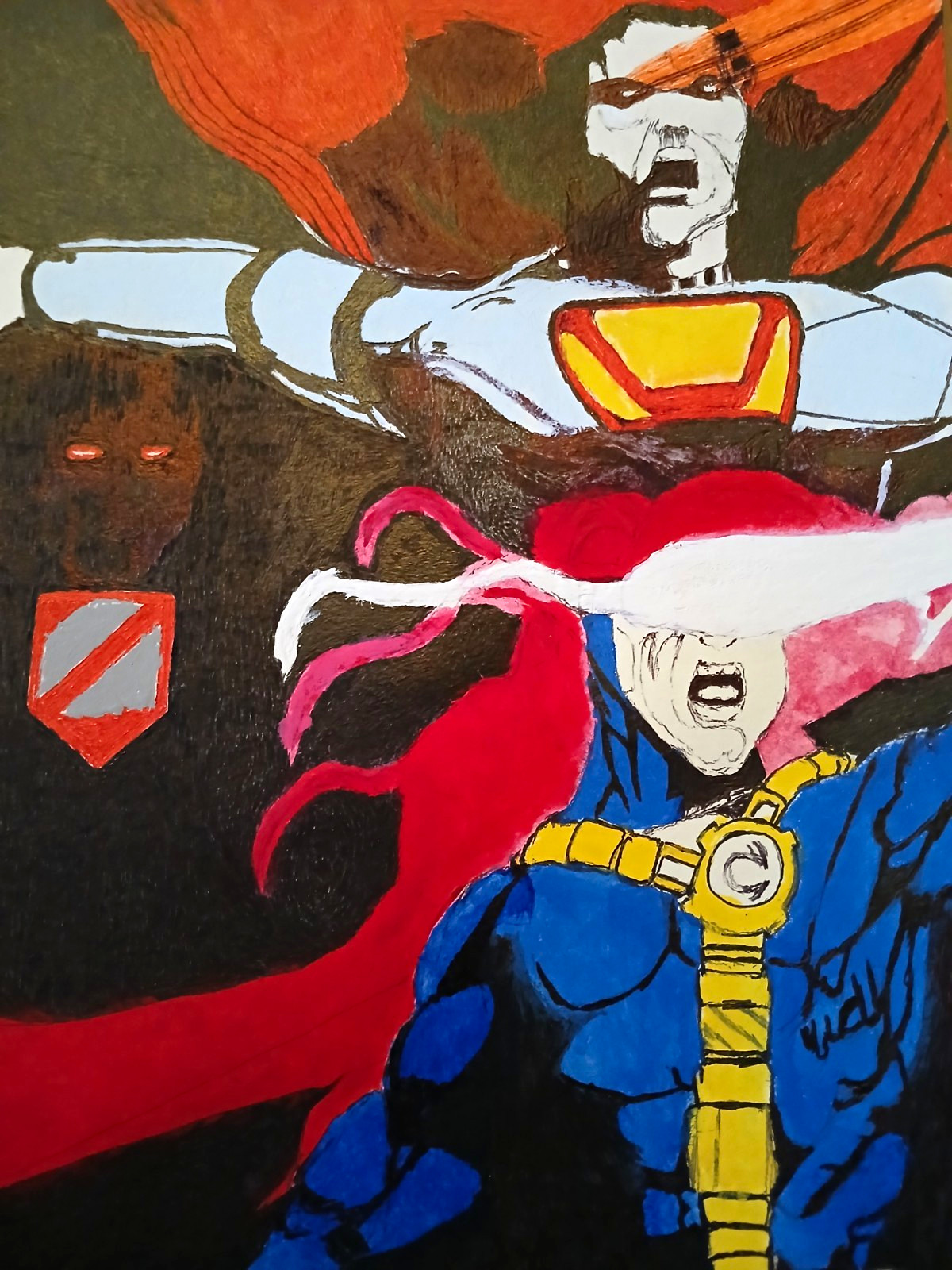 Cyclops & Superman Original Comic Art Hand-Drawn Superhero Illustration