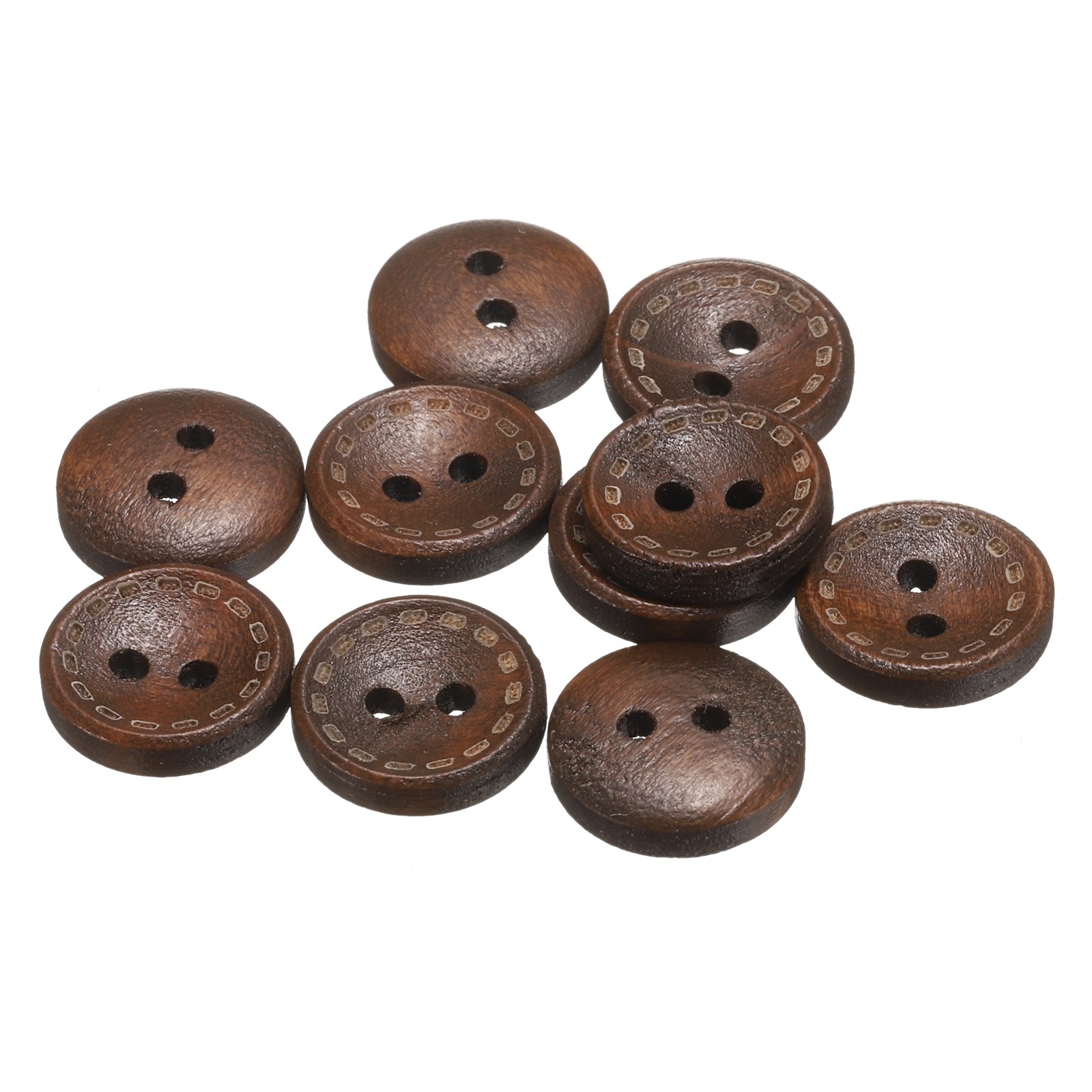 10pcs Wooden Sewing Button 13mm 2 Holes Round Craft Clothing Button Medium Brown