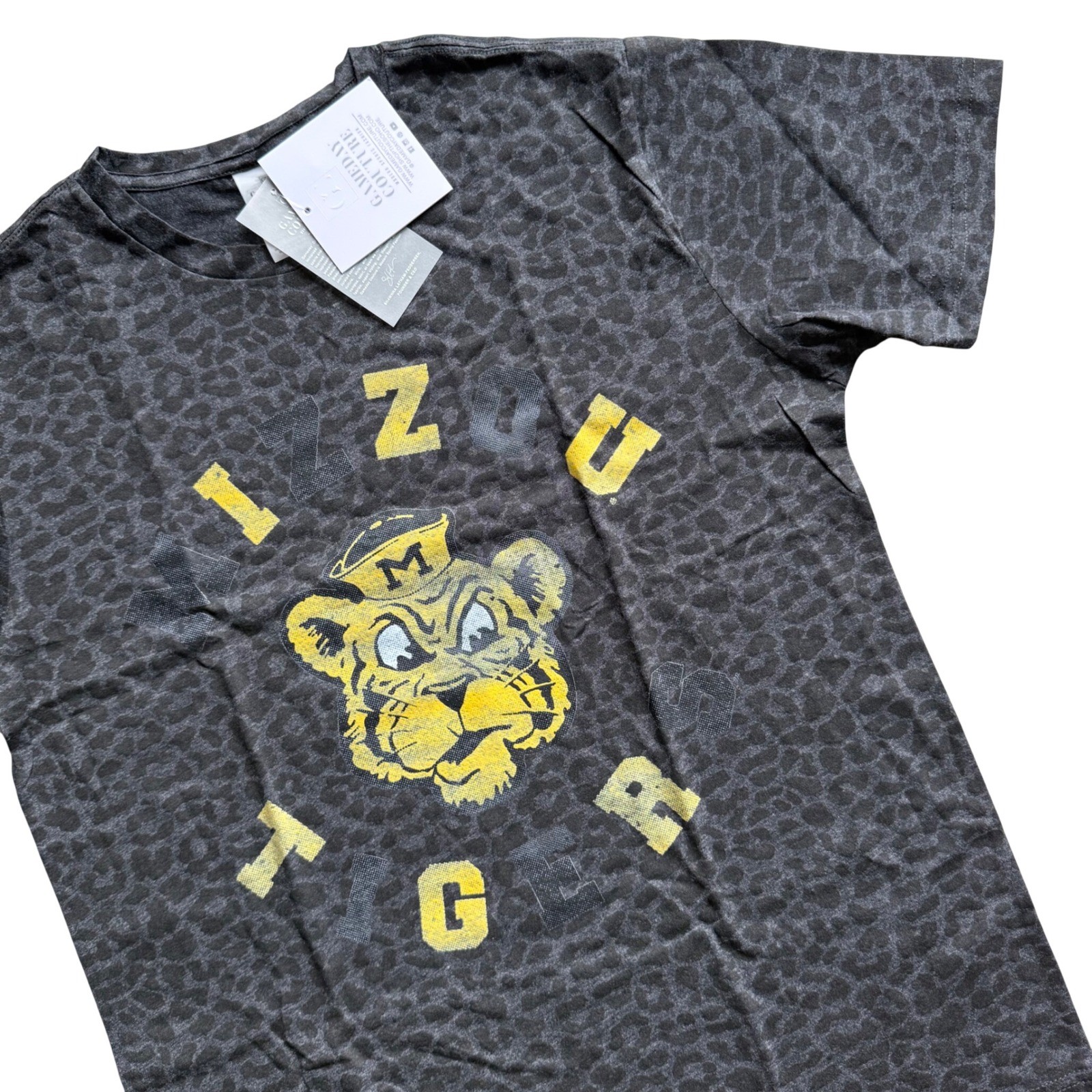 Gameday Couture Mizzou Tigers T Shirt Women S Gray Leopard Print Graphic Tee NWT