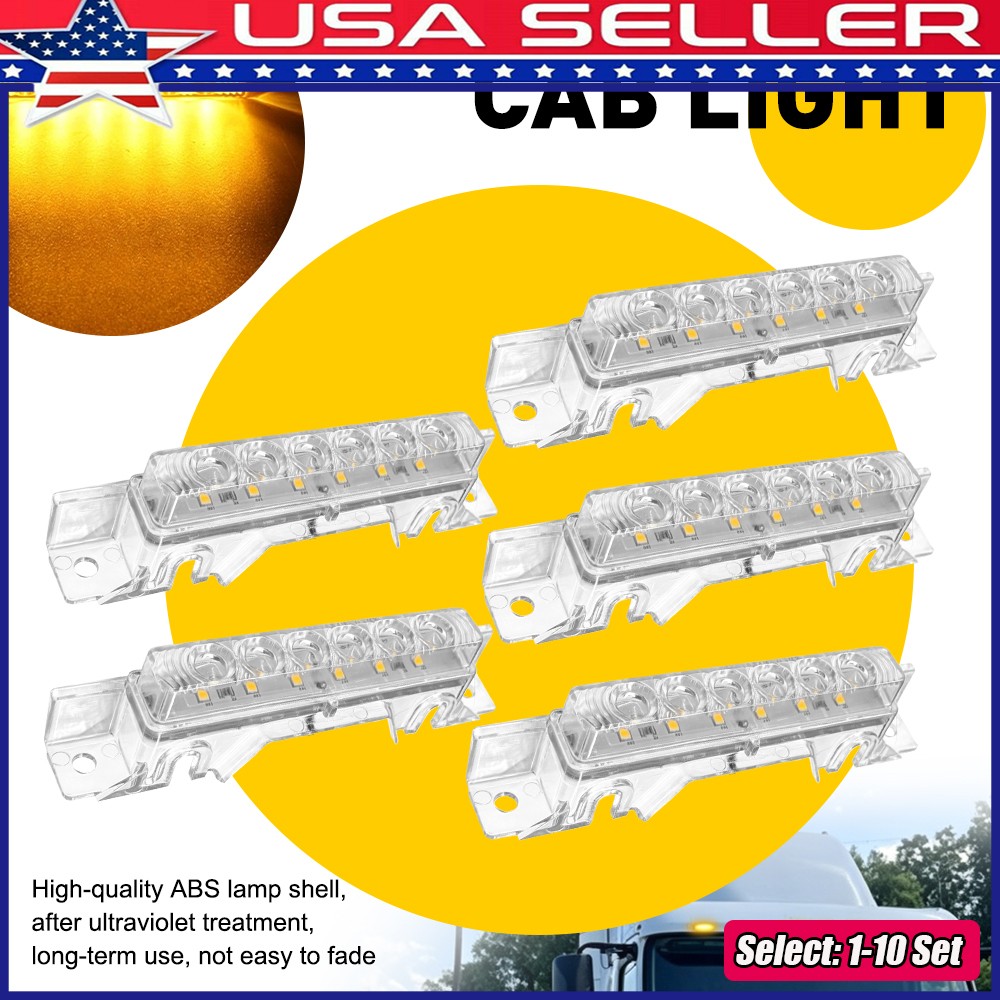 1-10xClear Lens Amber Full LED Cab Roof Light Kit For 2003-2020 Volvo VNL Trucks