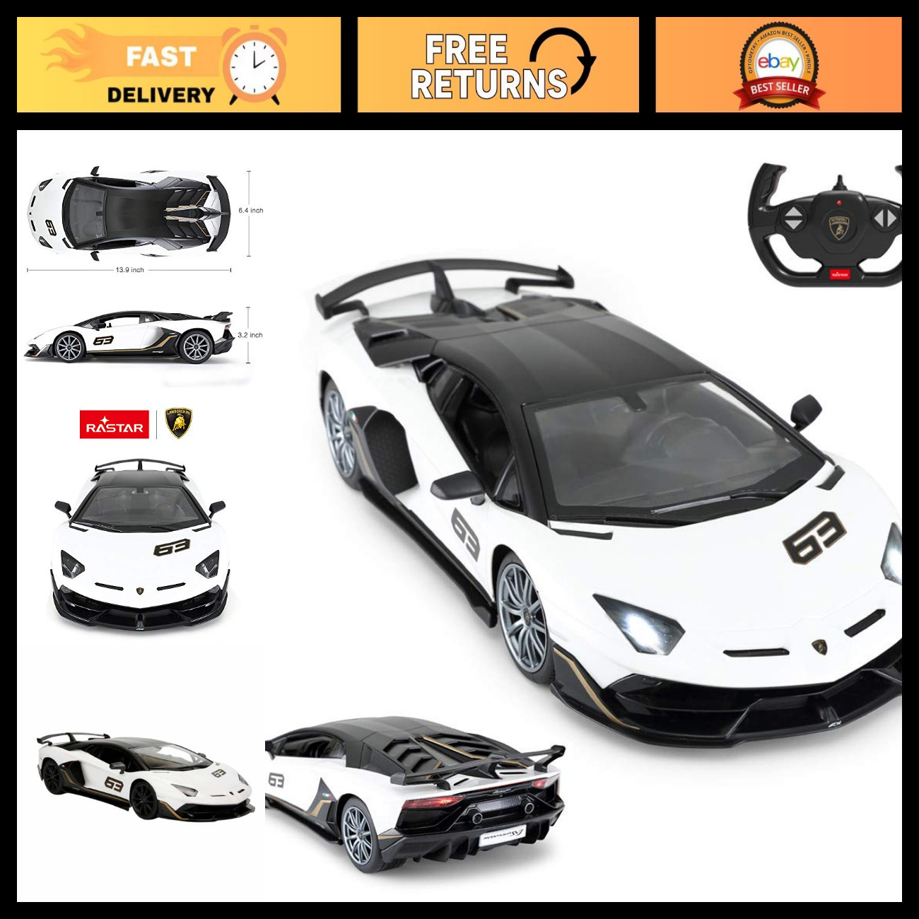 1:14 Remote Control Lamborghini Aventador SVJ Model Car - Super RC Racing Toy fo