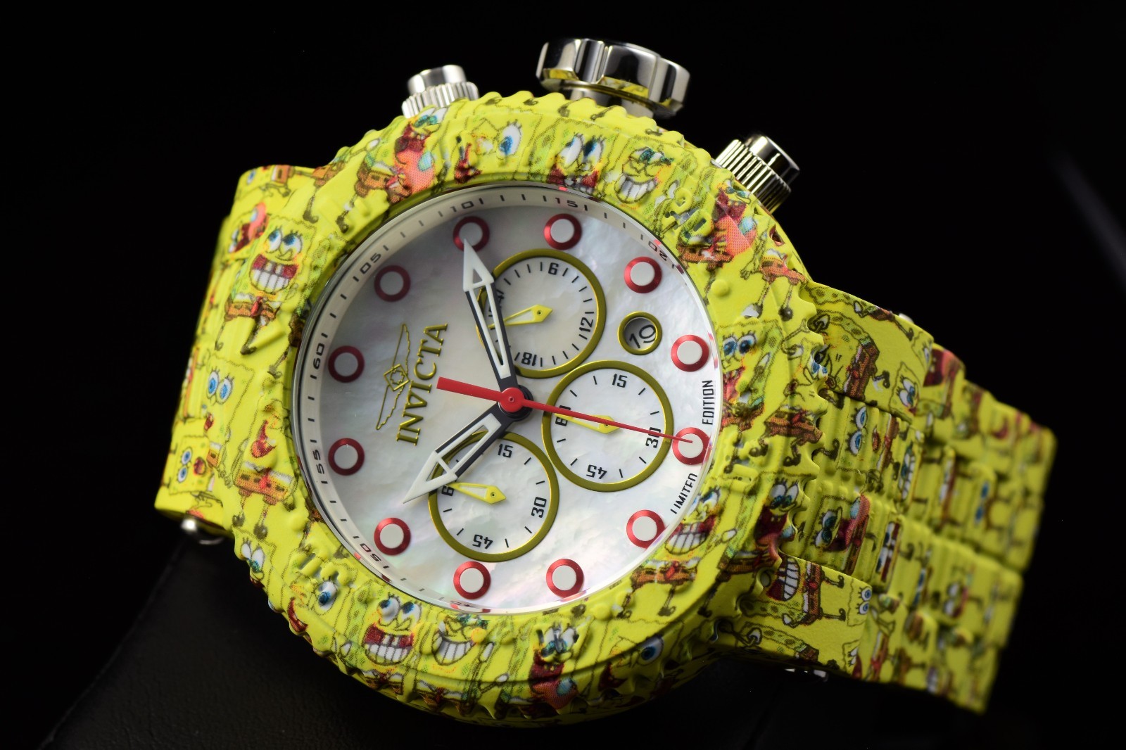 RARE Invicta Sponge Bob Sponge Bob & Friends Men\'s Watch MOP Dial Aqua Plating