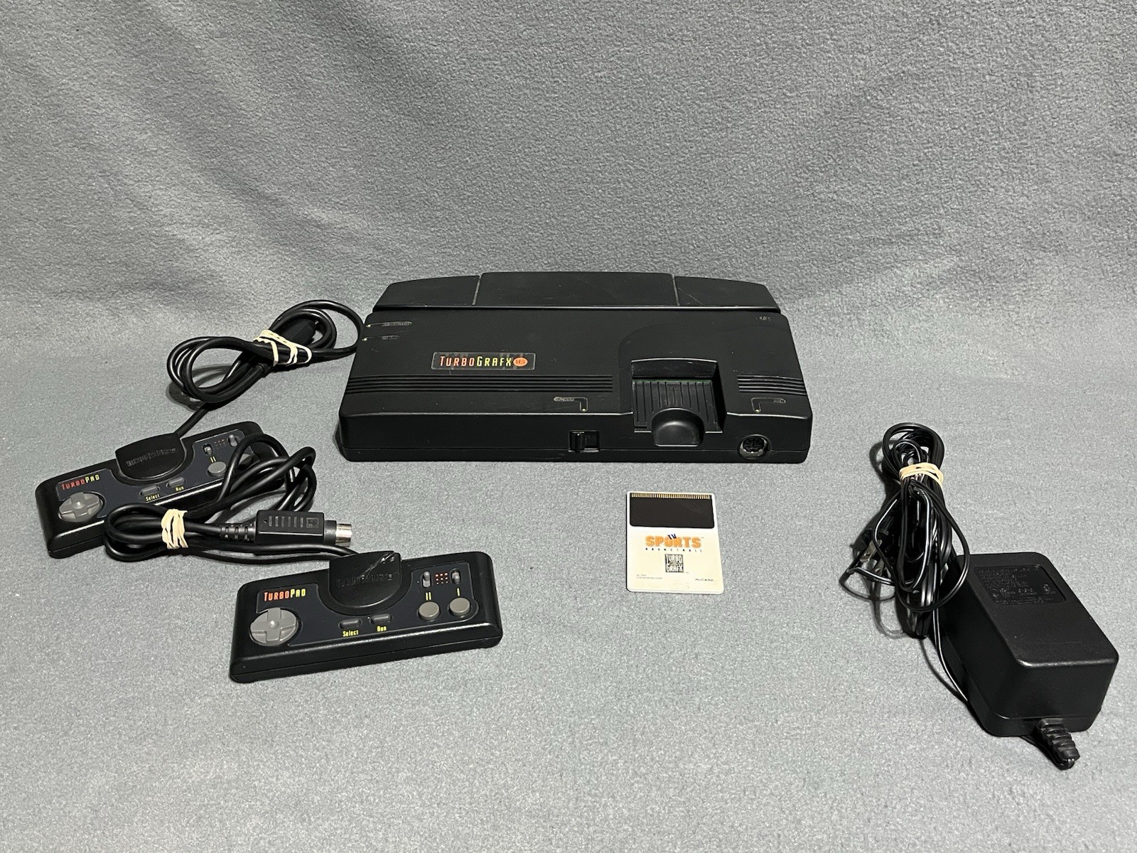 Vintage Turbo Grafx 16 Console 2 Controllers, Power Supply, 1 Game UNTESTED