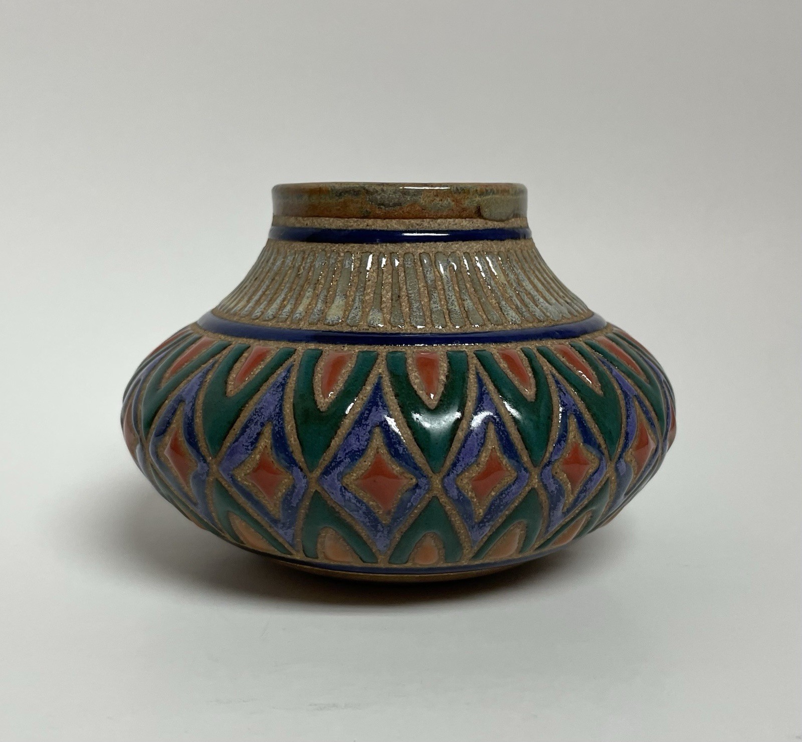 Cathra Anne Barker Studio Art Pottery Vase Planter New Mexico Hand Thrown 6” Cathra Anne Barker Studio Art Pottery Vase Planter New Mexico Hand Thrown 6”