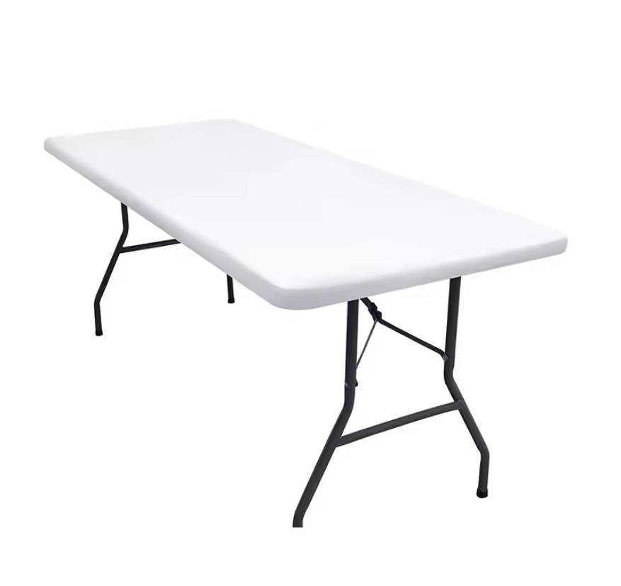 6FtPlastic Folding Table cover Ideal for Indoor/Outdoor Dining & Party Use Black