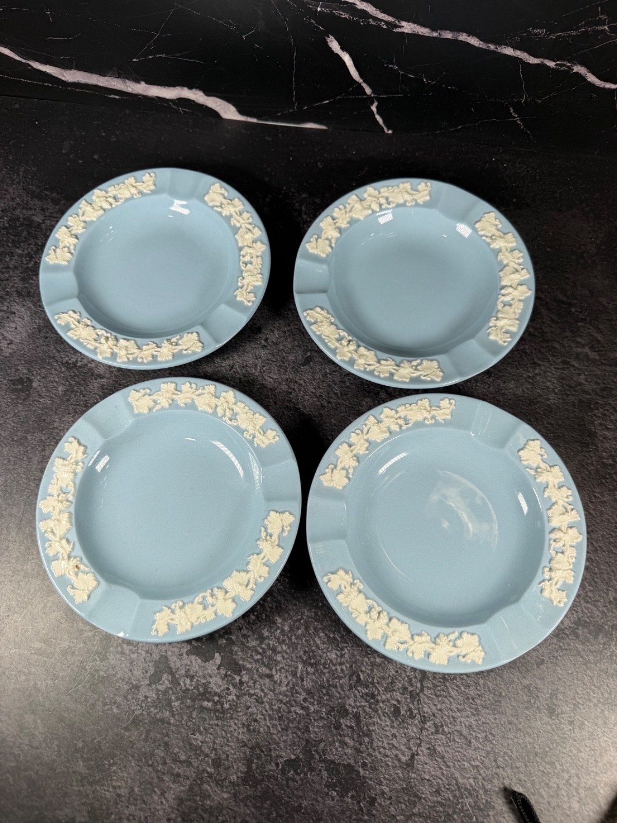 Vintage Wedgwood Ashtrays Queensware Etruria & Barlaston Blue  5.5\