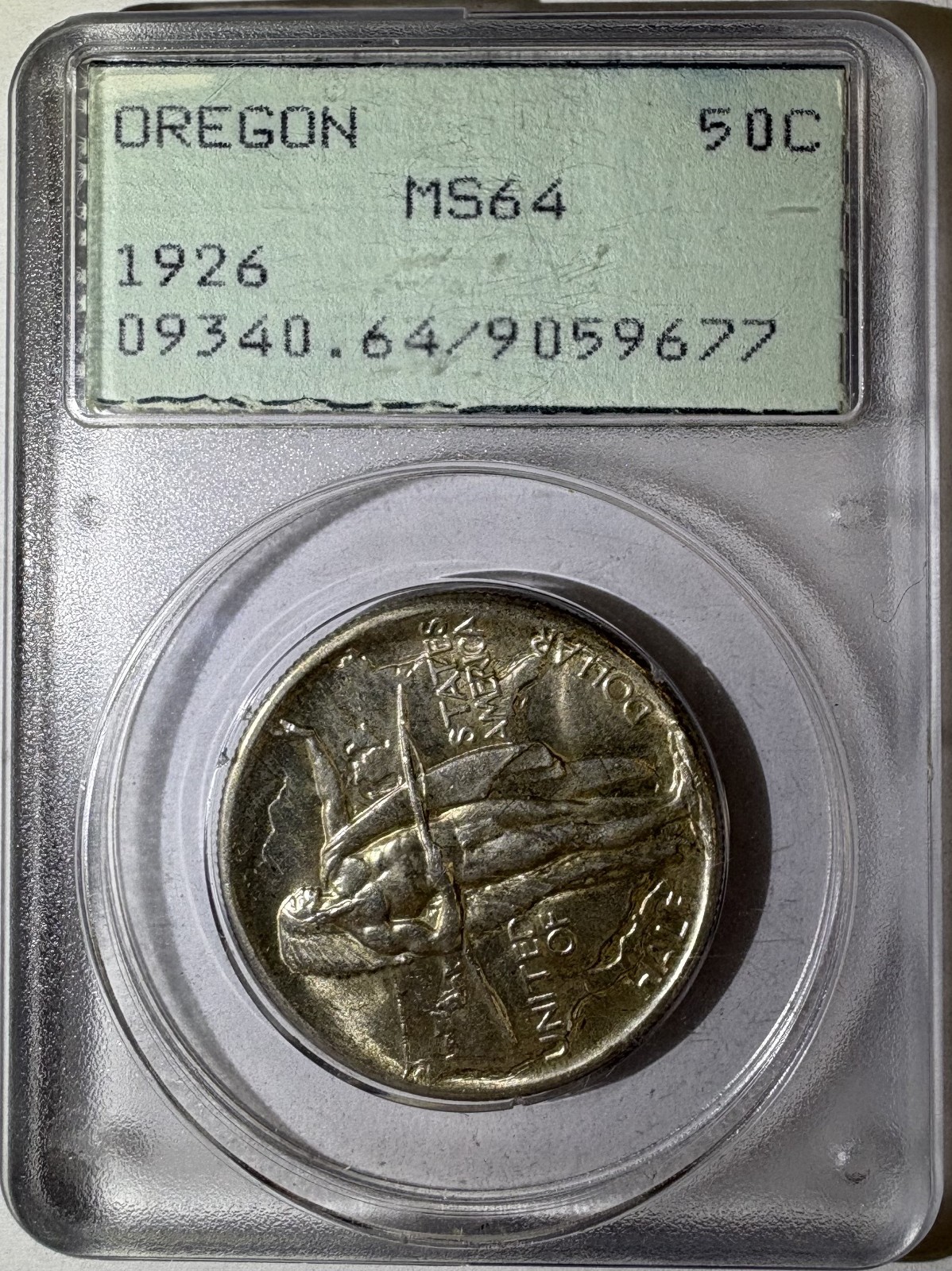 1926 50c Oregon Silver Commemorative Half Dollar PCGS Rattler MS64 (677) 1926 50c Oregon Silver Commemorative Half Dollar PCGS Rattler MS64 (677)