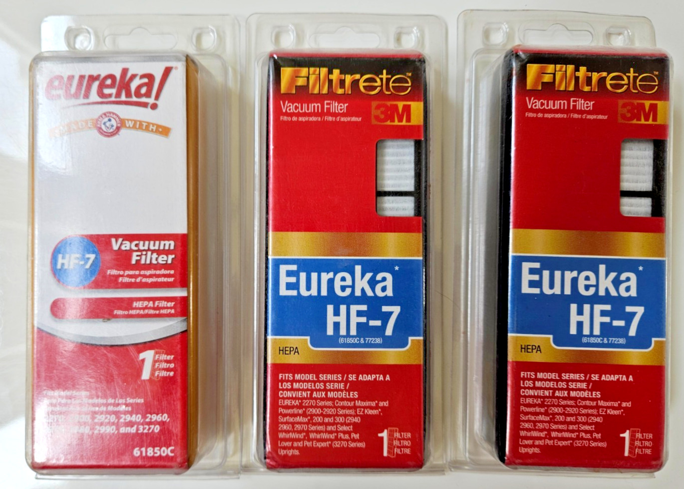 Genuine Eureka Premium HF-7 HEPA Filter with Arm & Hammer 61850C 3 Pack